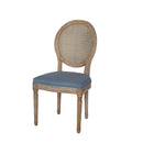 Elegant Dining Chair Set With Cane And Fabric Upholstery