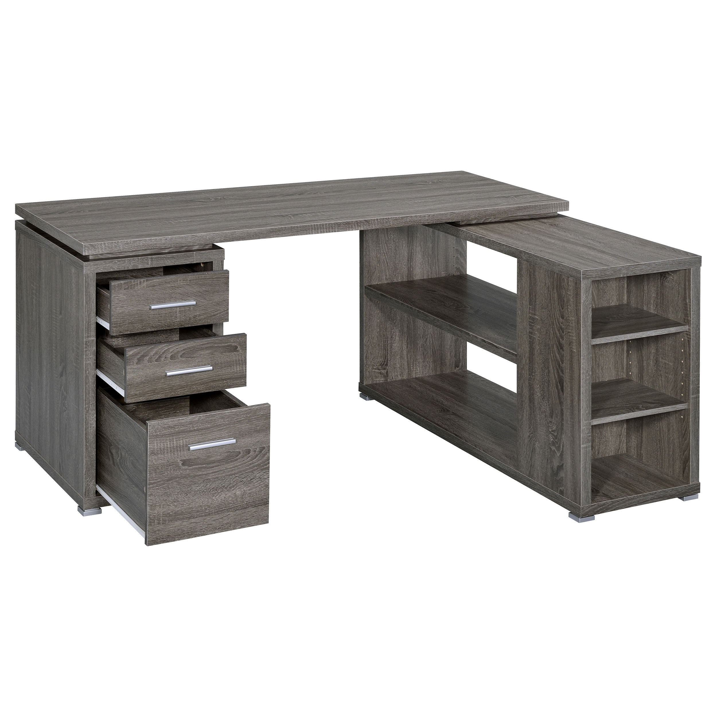 Yvette 60-inch 3-drawer L-Shape Computer Desk Weathered Grey — view 3