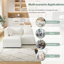 Free-Combined Sectional Sofa 5-seater Modular Couches with Storage Ottoman, 5 Pillows for Living Room, Bedroom, Office, Cream