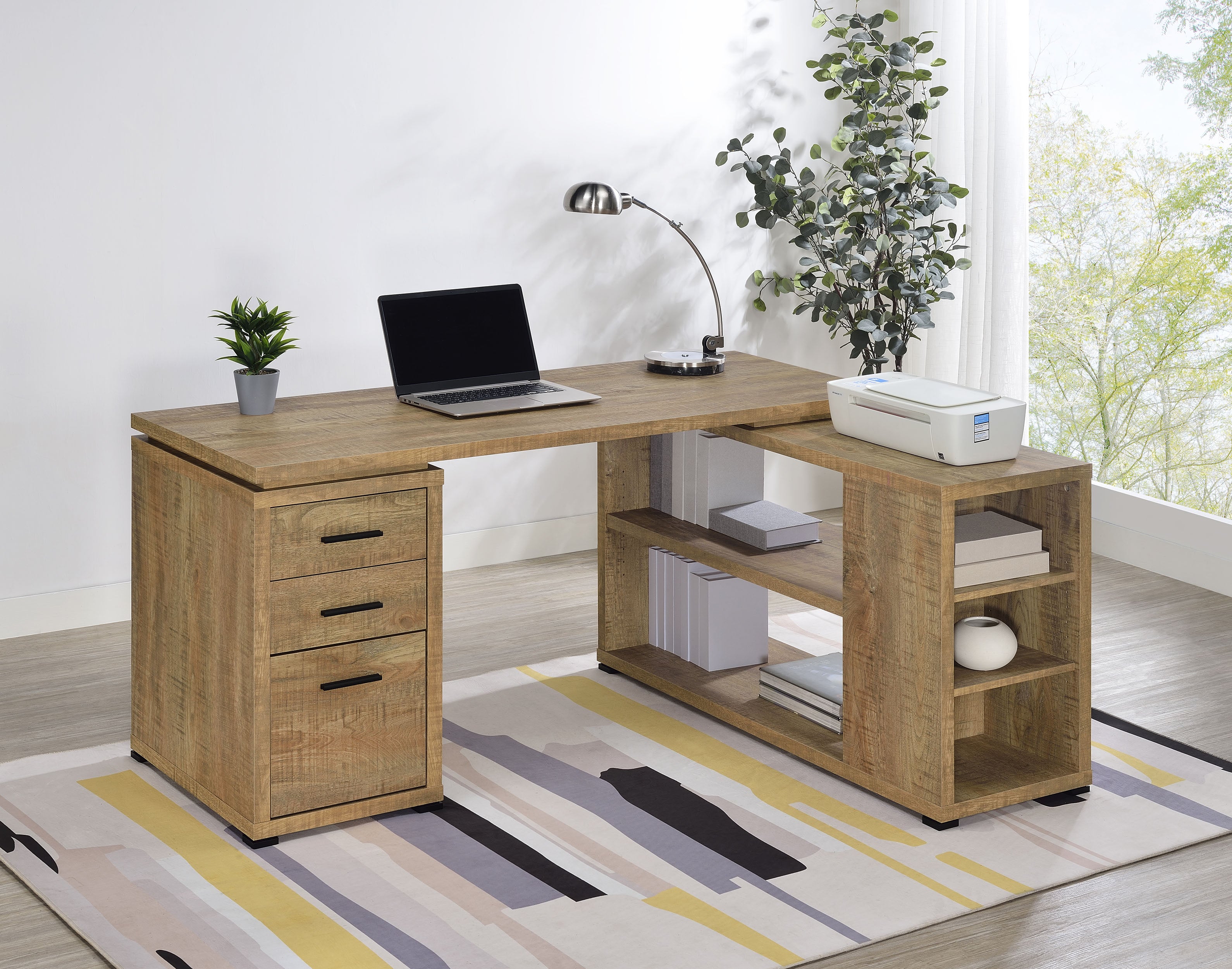 Yvette 60-inch 3-drawer L-Shape Computer Desk Mango — view 2