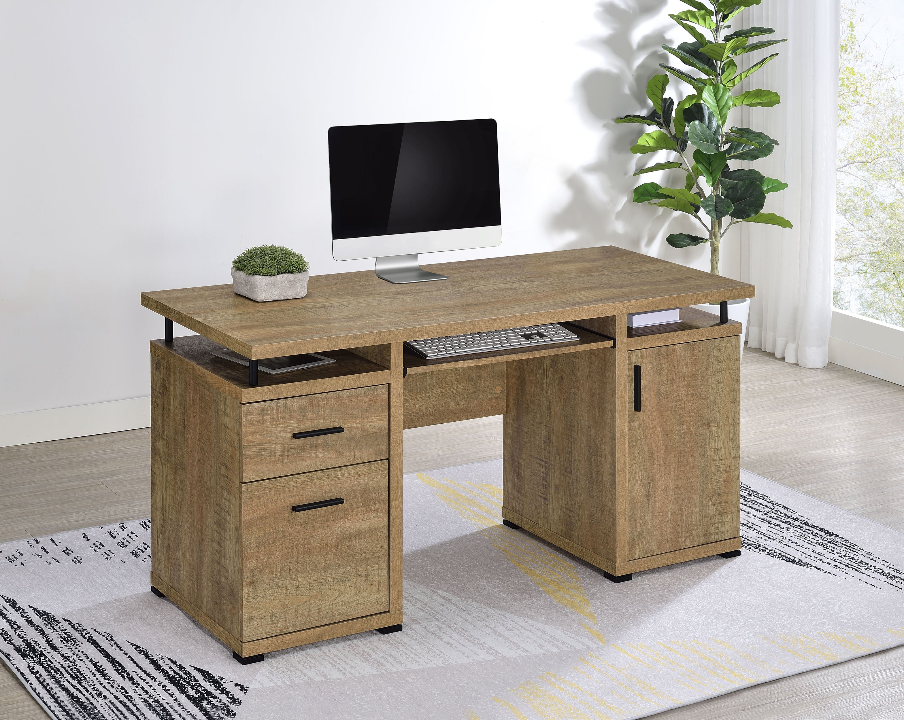 Tracy 55-inch 2-drawer Office Computer Desk Mango — view 2