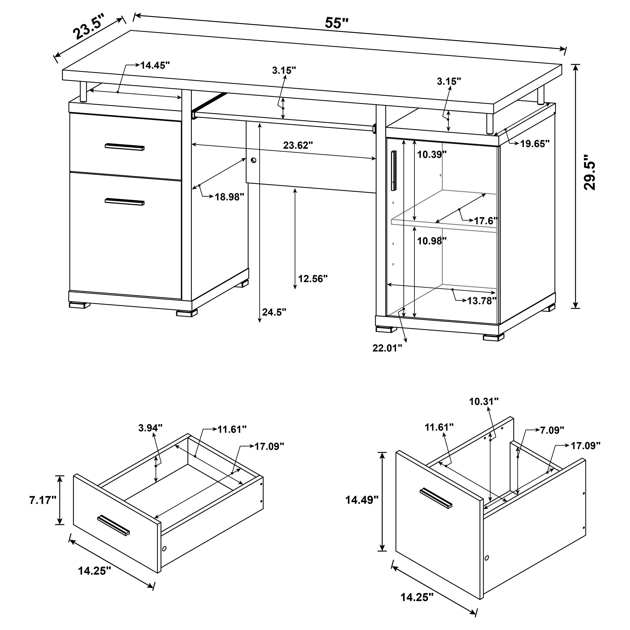 Tracy 55-inch 2-drawer Office Computer Desk Mango — view 10