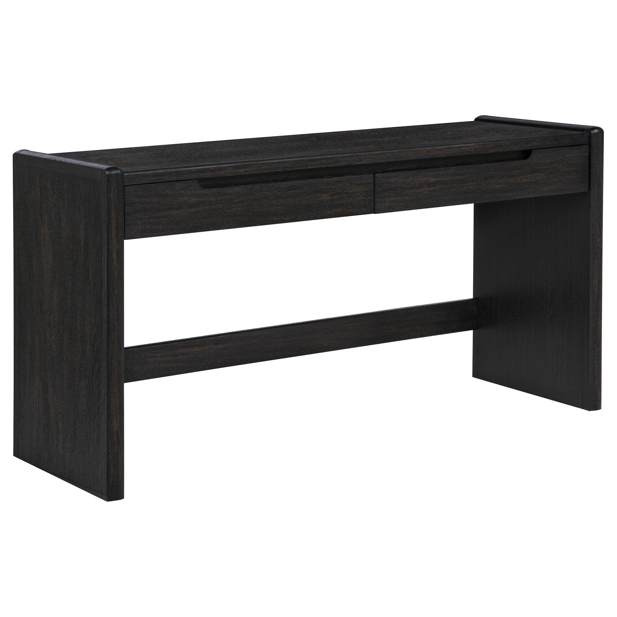 Leandro 2-drawer Home Office Writing Desk Burnished Black — view 1