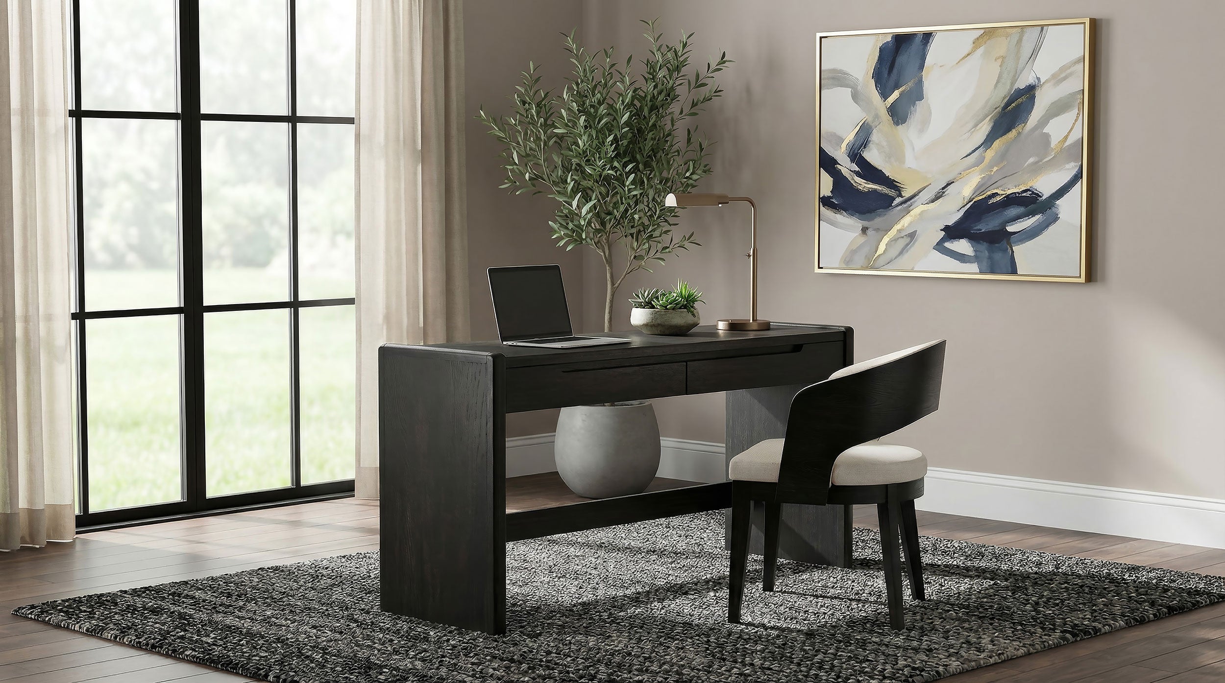 Leandro 2-drawer Home Office Writing Desk Burnished Black — view 15