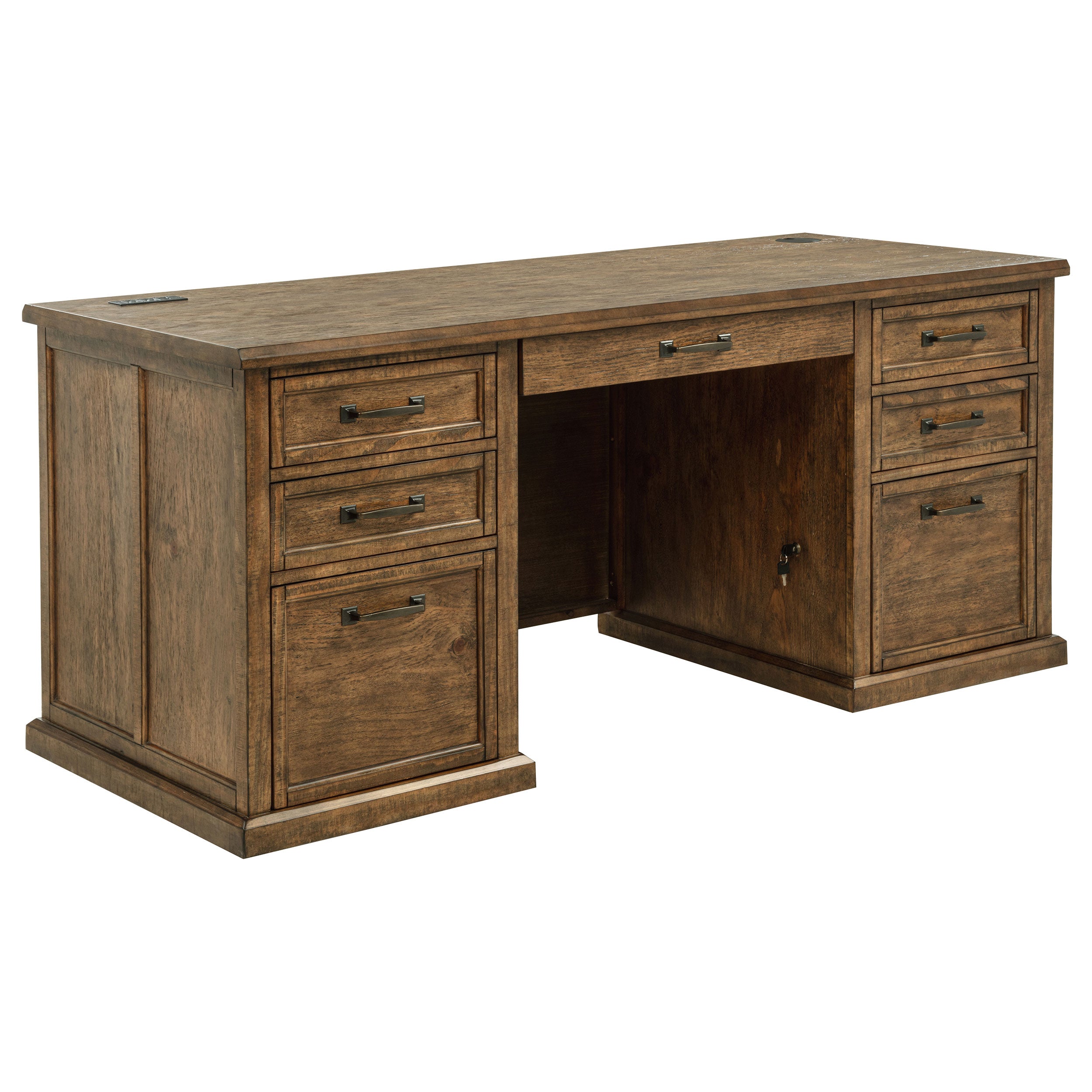 Altidore 68-inch 7-drawer Executive Home Office Desk Distressed Brown — view 1