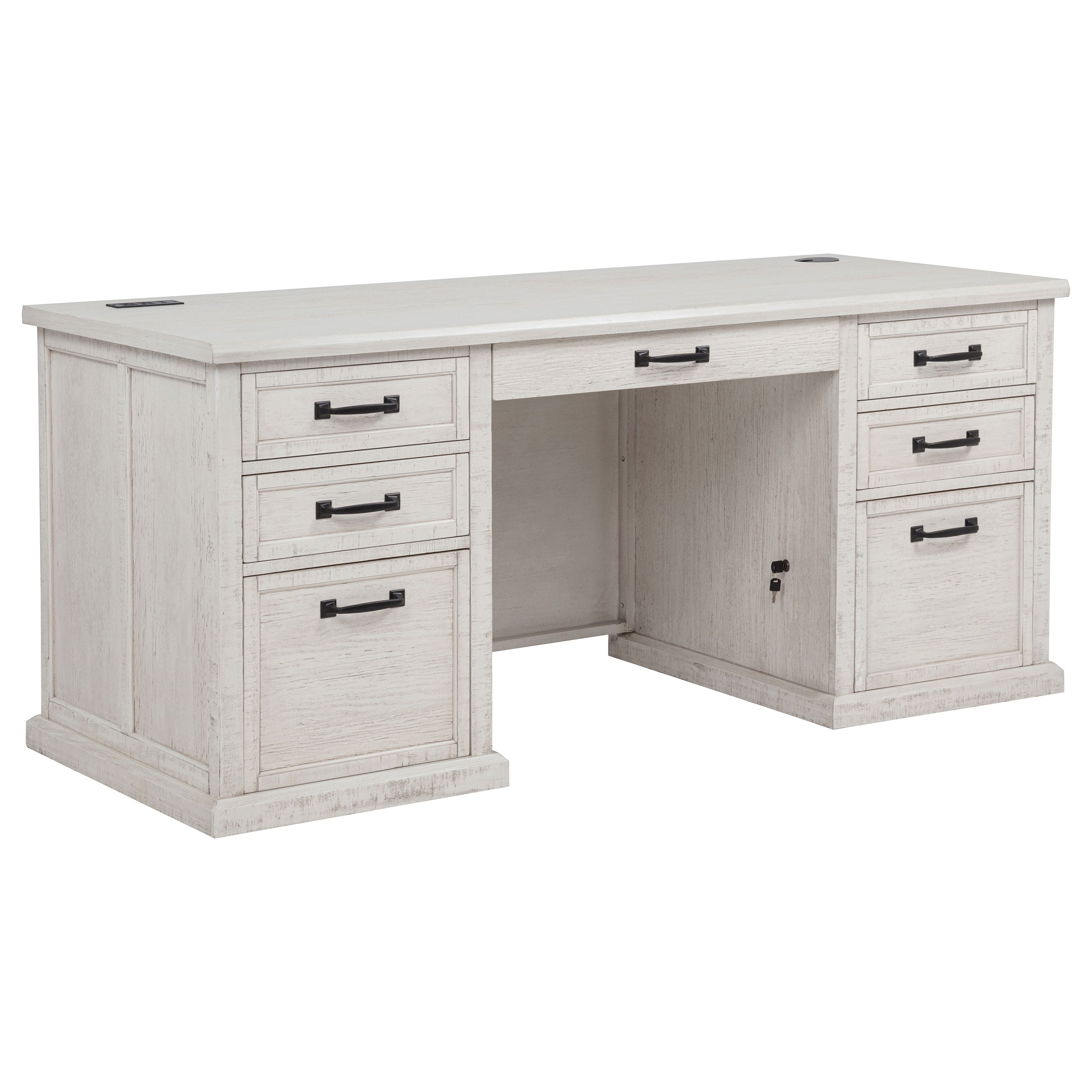 Altidore 68-inch 7-drawer Executive Home Office Desk Distressed White — view 1