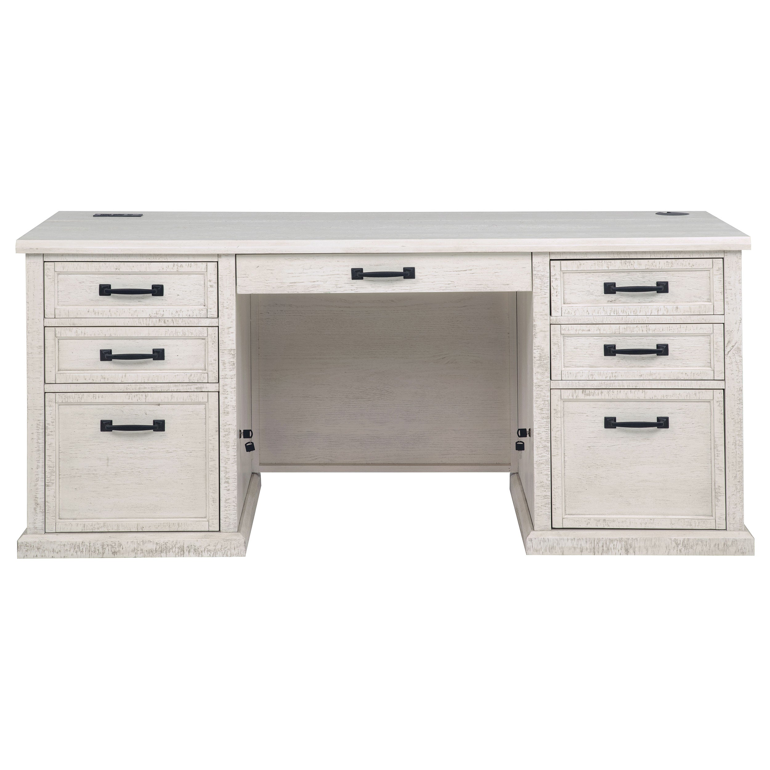 Altidore 68-inch 7-drawer Executive Home Office Desk Distressed White — view 5