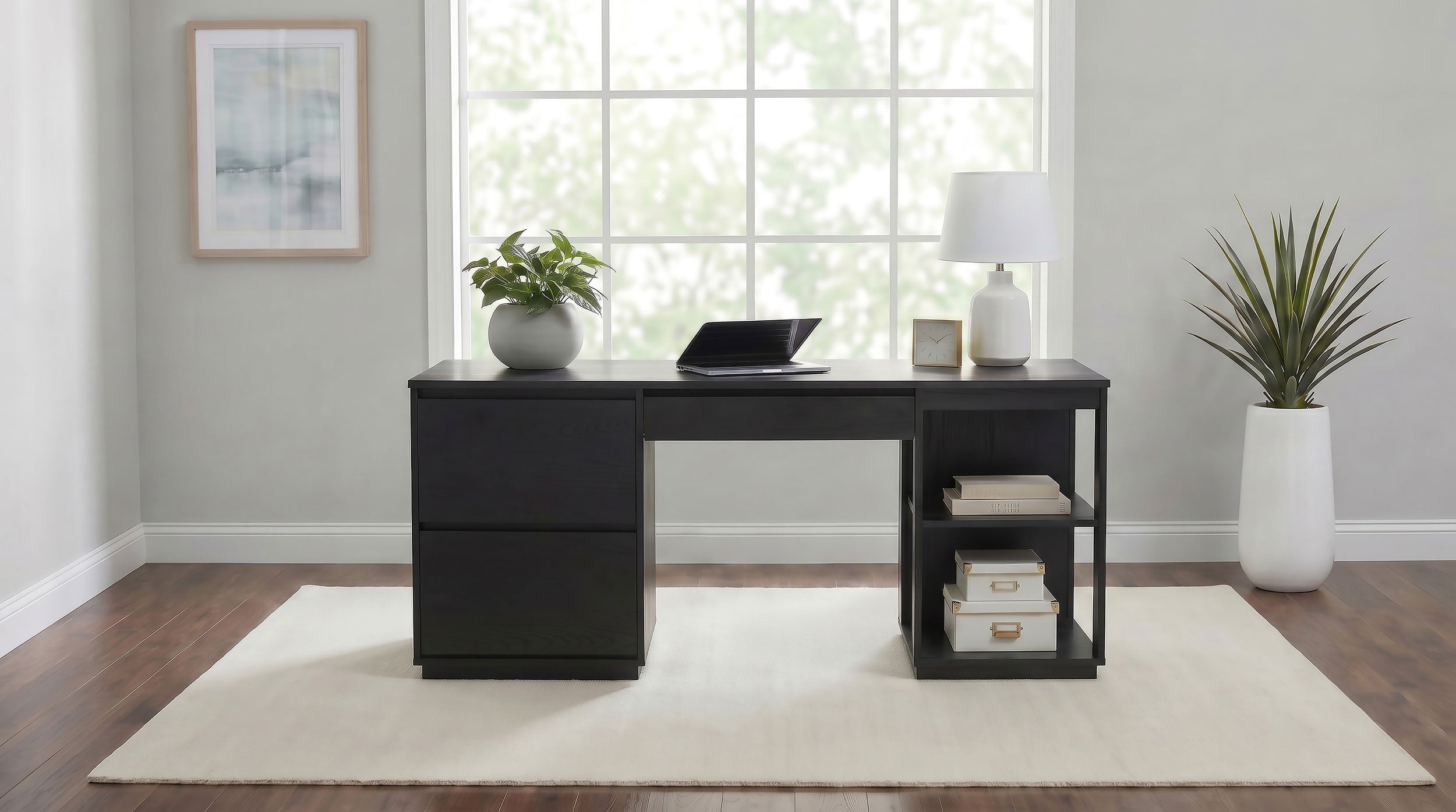 Harkes 75-inch 3-drawer Computer Desk with Adjustable Shelf Coffee Bean — view 2