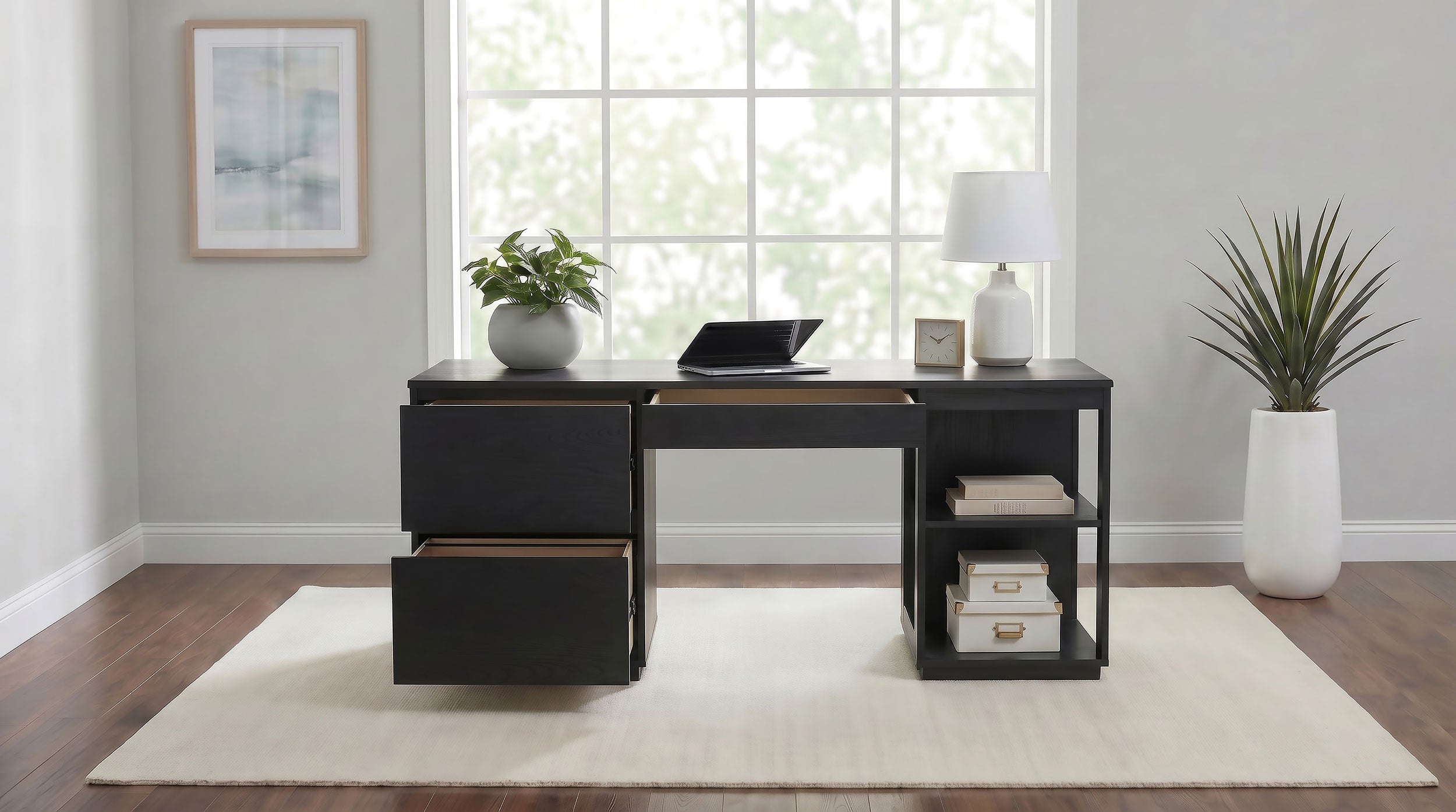 Harkes 75-inch 3-drawer Computer Desk with Adjustable Shelf Coffee Bean — view 3