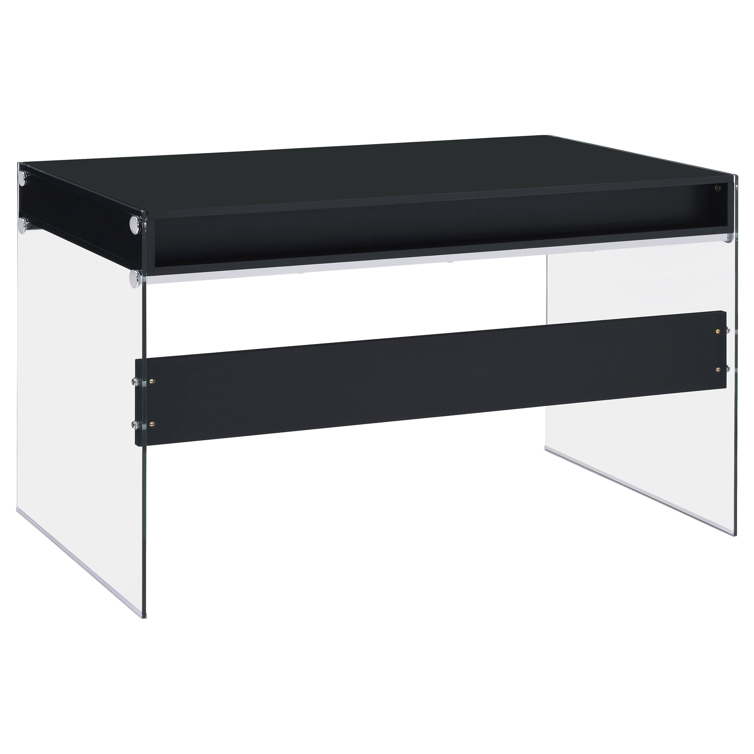 Dobrev 2-drawer Writing Desk Glossy Black and Clear — view 7