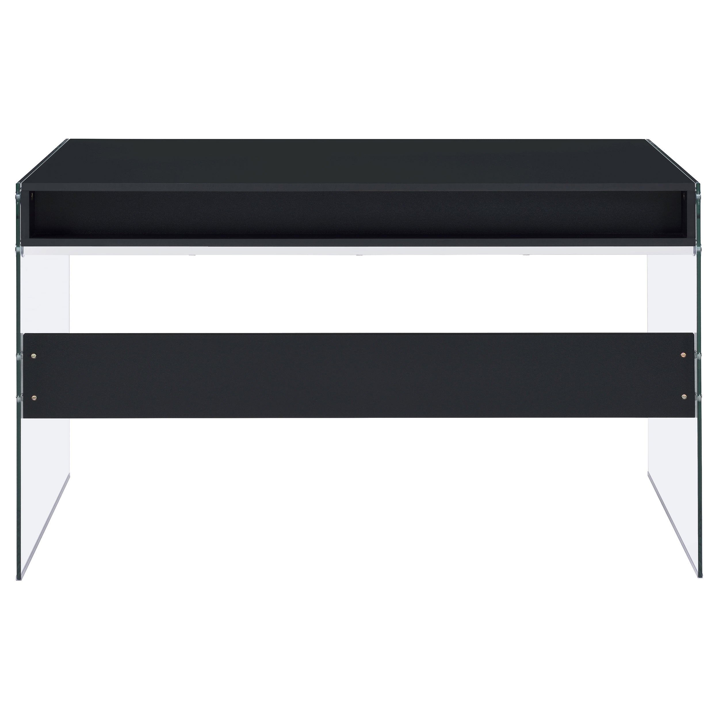 Dobrev 2-drawer Writing Desk Glossy Black and Clear — view 8