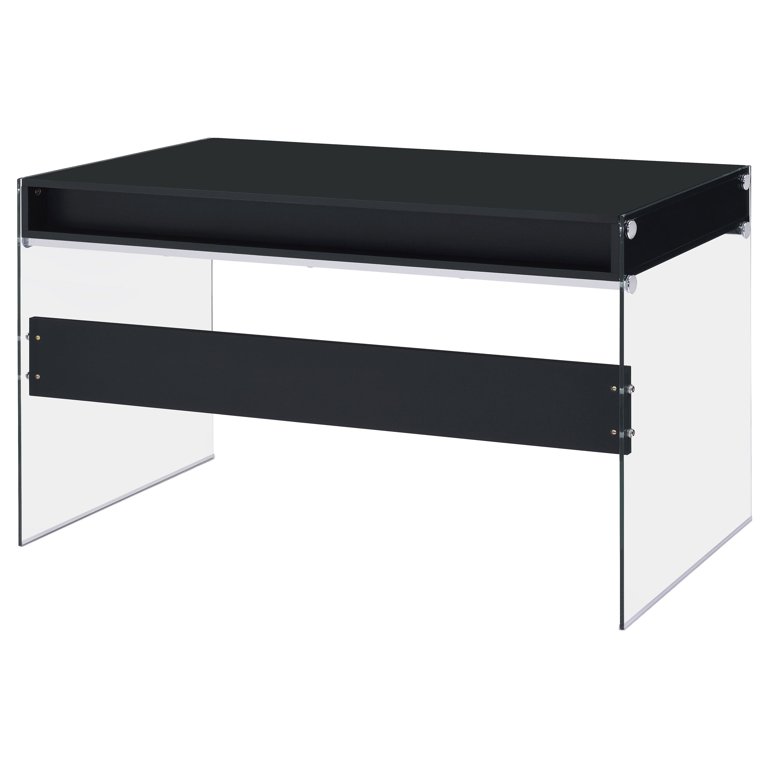 Dobrev 2-drawer Writing Desk Glossy Black and Clear — view 9