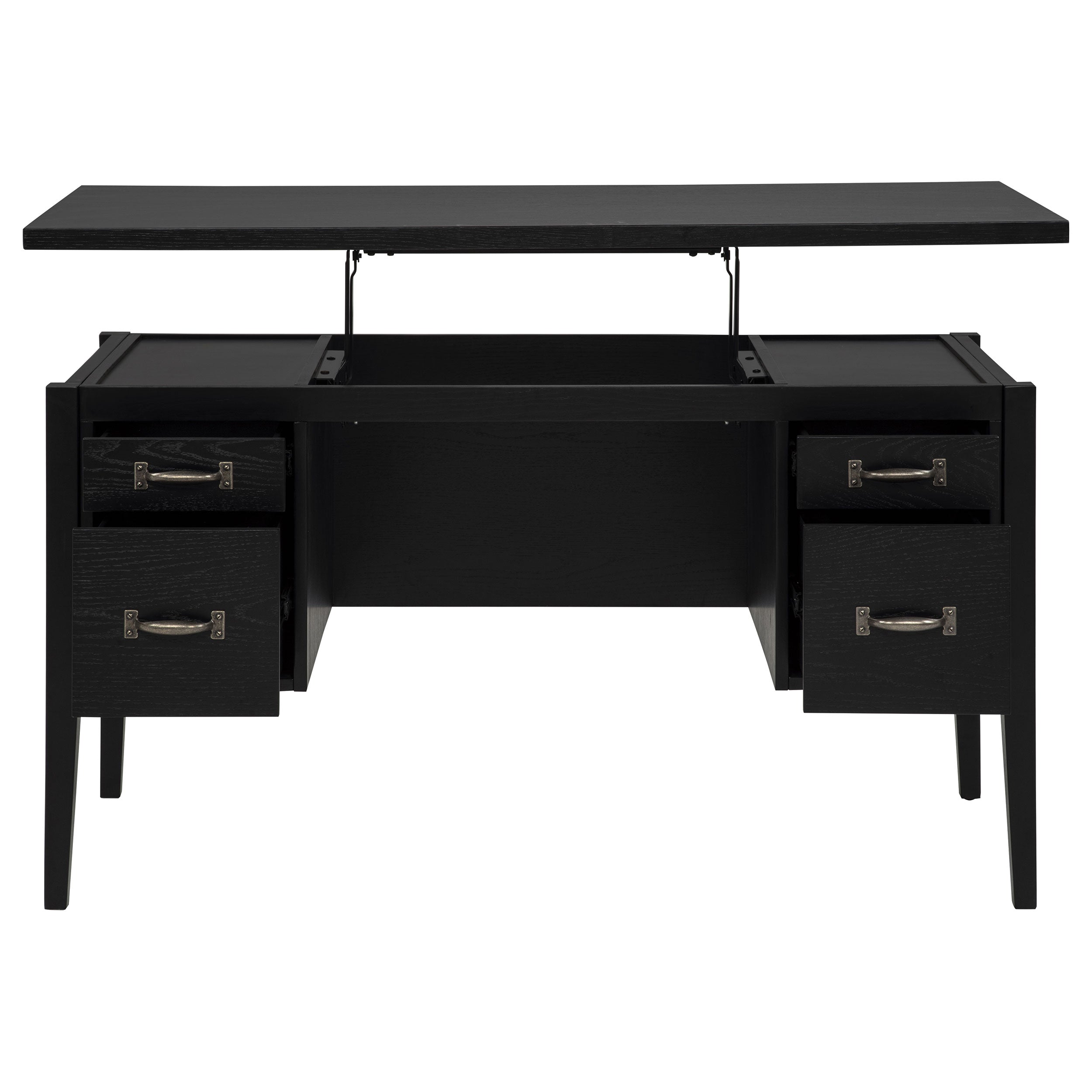 Graham 54-inch 4-drawer Double Pedestal Lift Top Computer Desk Black — view 7