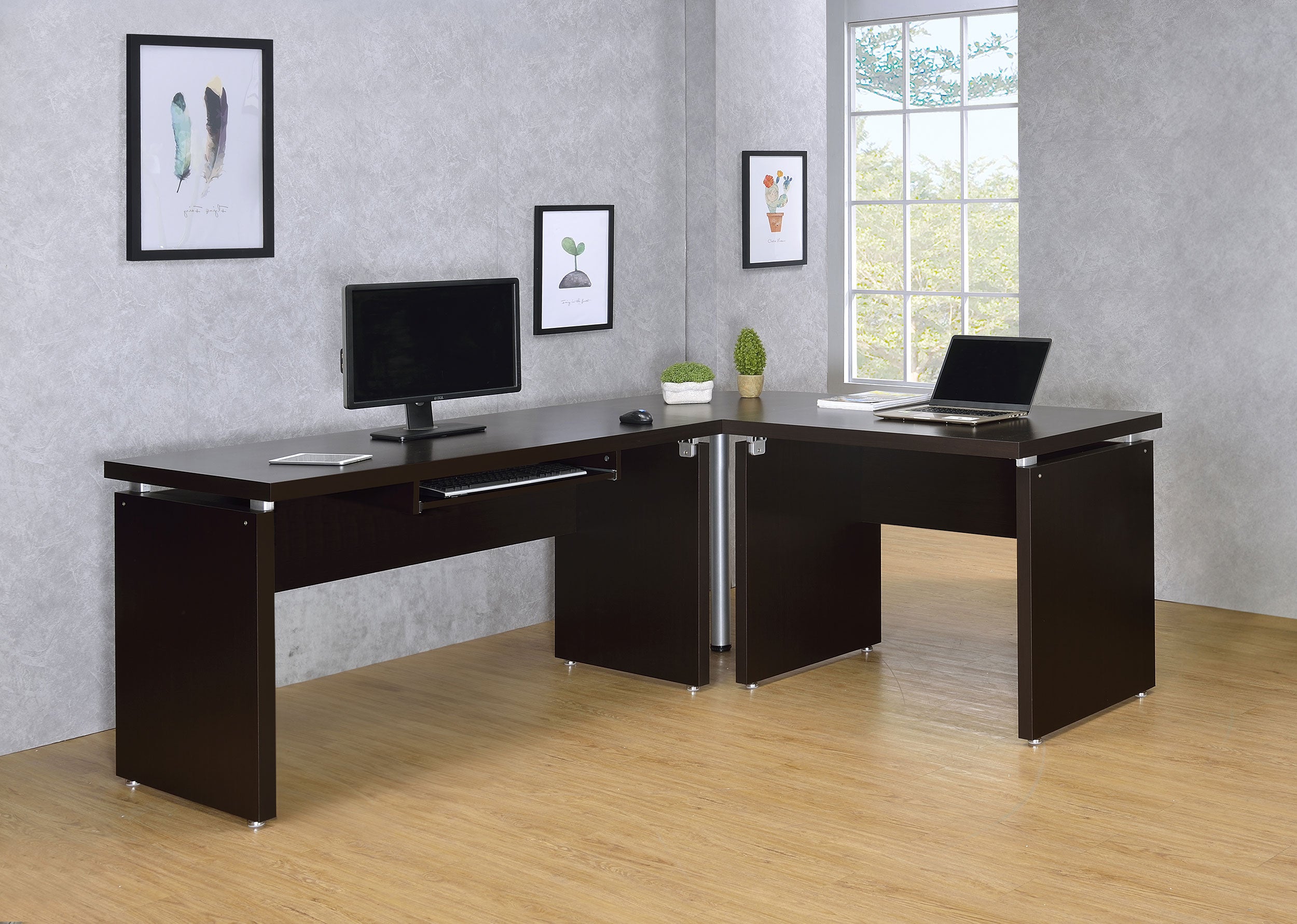 Skylar 83-inch L-Shaped Office Computer Desk Cappuccino — view 2