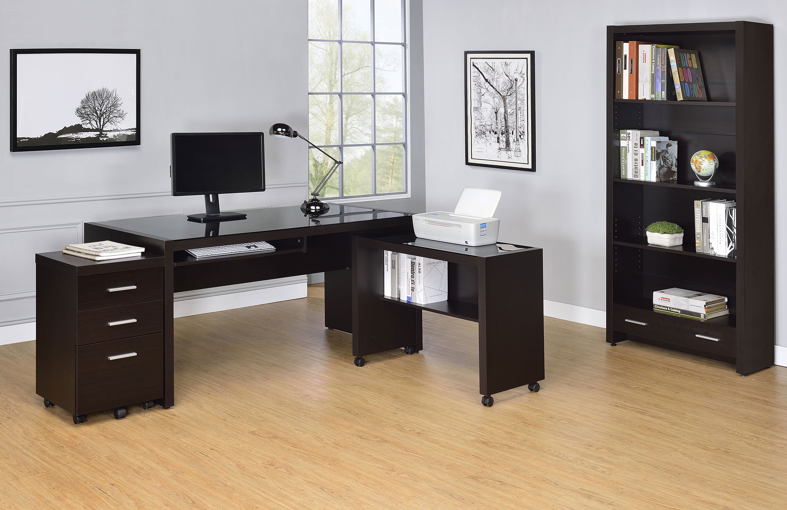 Skylar 71-inch 5-shelf Bookcase with Drawer Cappuccino — view 13