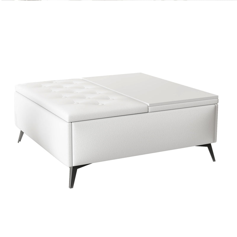 Modern Square Storage Ottoman Coffee Table With Lift-Top Design