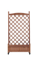 Raised Garden Bed With Trellis 2 Pack, Outdoor Planter Box & Plant Stand With Climbing Racks - Brown