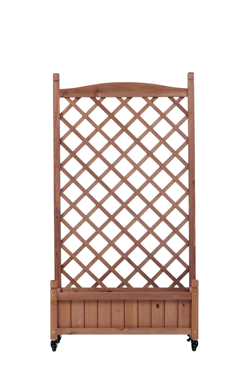 Raised Garden Bed With Trellis 2 Pack, Outdoor Planter Box & Plant Stand With Climbing Racks - Brown