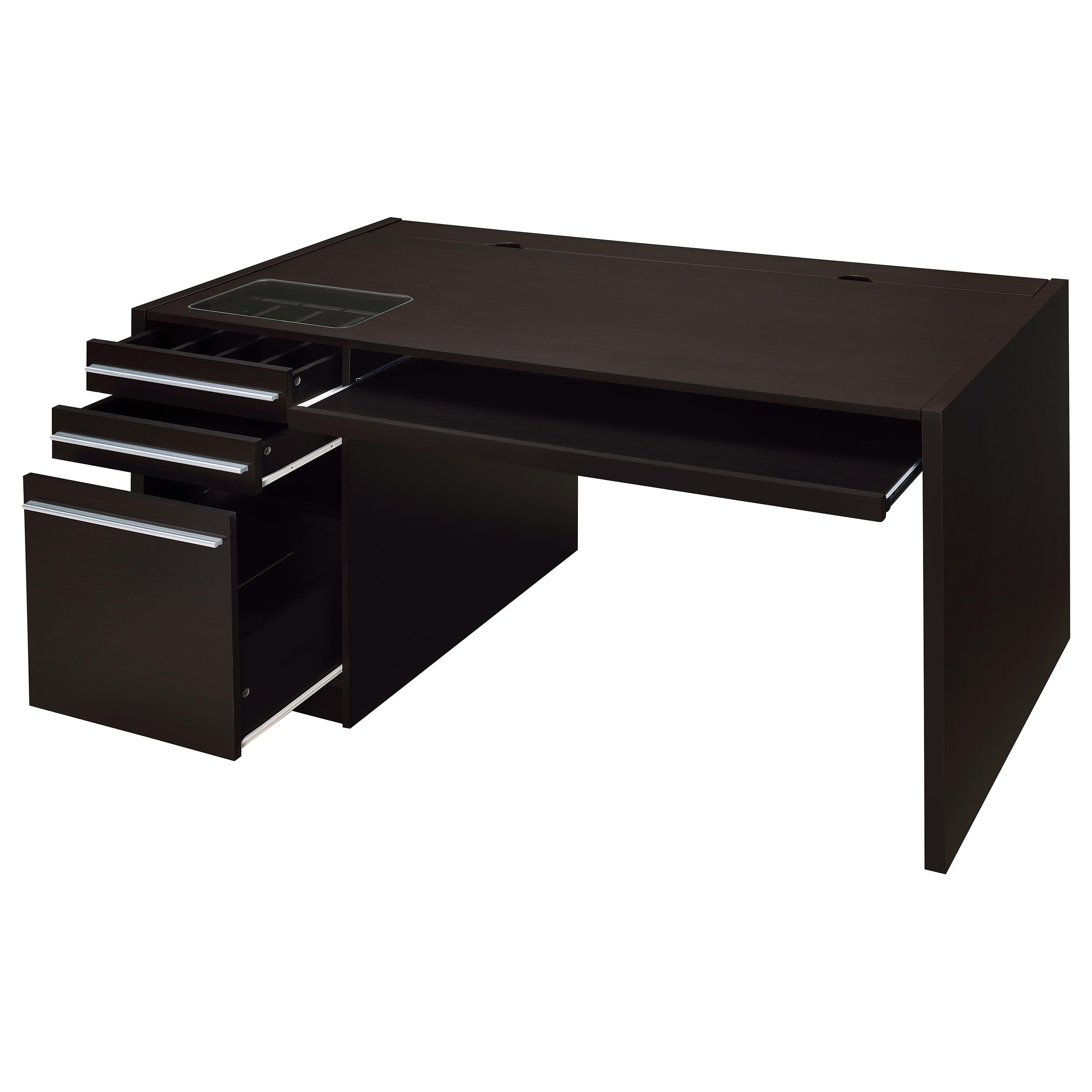 Halston 60-inch 3-drawer Office Computer Desk Cappuccino — view 3