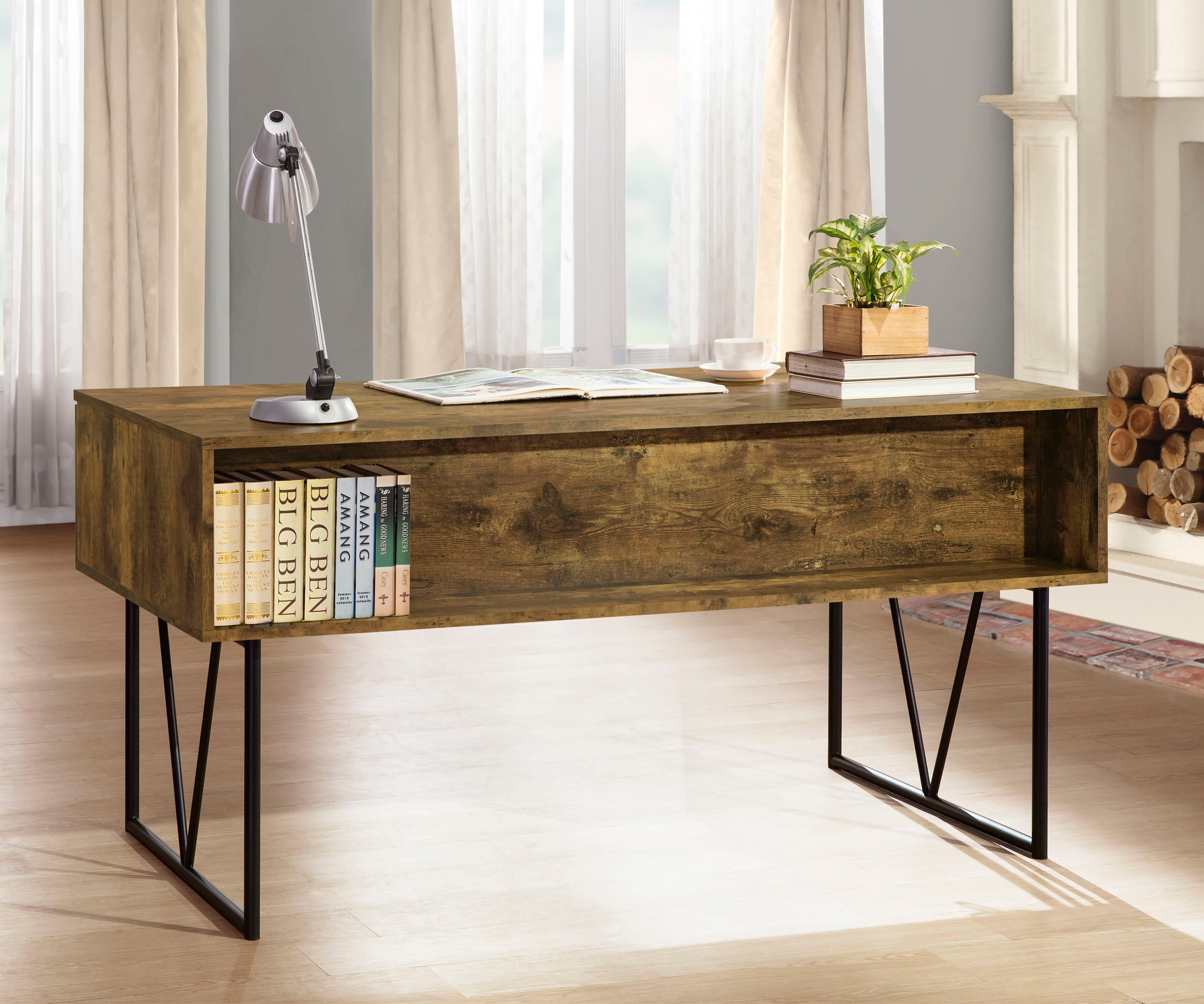 Analiese 63-inch 4-drawer Writing Desk Rustic Nutmeg — view 3