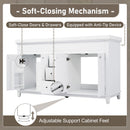 Bathroom Vanity Cabinet Only, 3 Drawers & 4 Doors With Double Layer Shelves - White