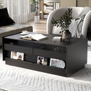Modern Rectangle Coffee Table With 4 Drawers And 2 Display Shelves