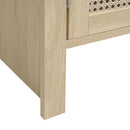 Tall Arched Kitchen Pantry, Arched Storage Display Cabinet With 2 Drawers & Adjustable Shelves, Rattan Door Versatile Storage Cabinet For Kitchen, Dining Room - Natural