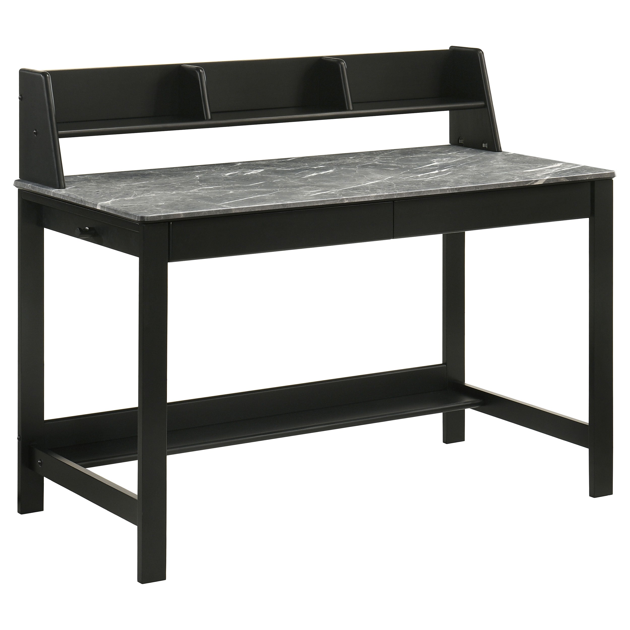 Besler 47-inch SmartTop Writing Desk with Shelf Grey Stone and Black — view 1