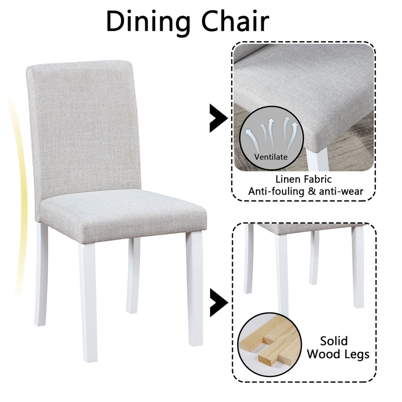 Dining Table Set With Crystal Decoration And Upholstered Chairs