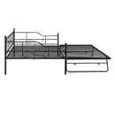 Full Size Metal Daybed with Twin Size Adjustable Trundle, Portable Folding Trundle, Black(OLD SKU:MF293730AAB)