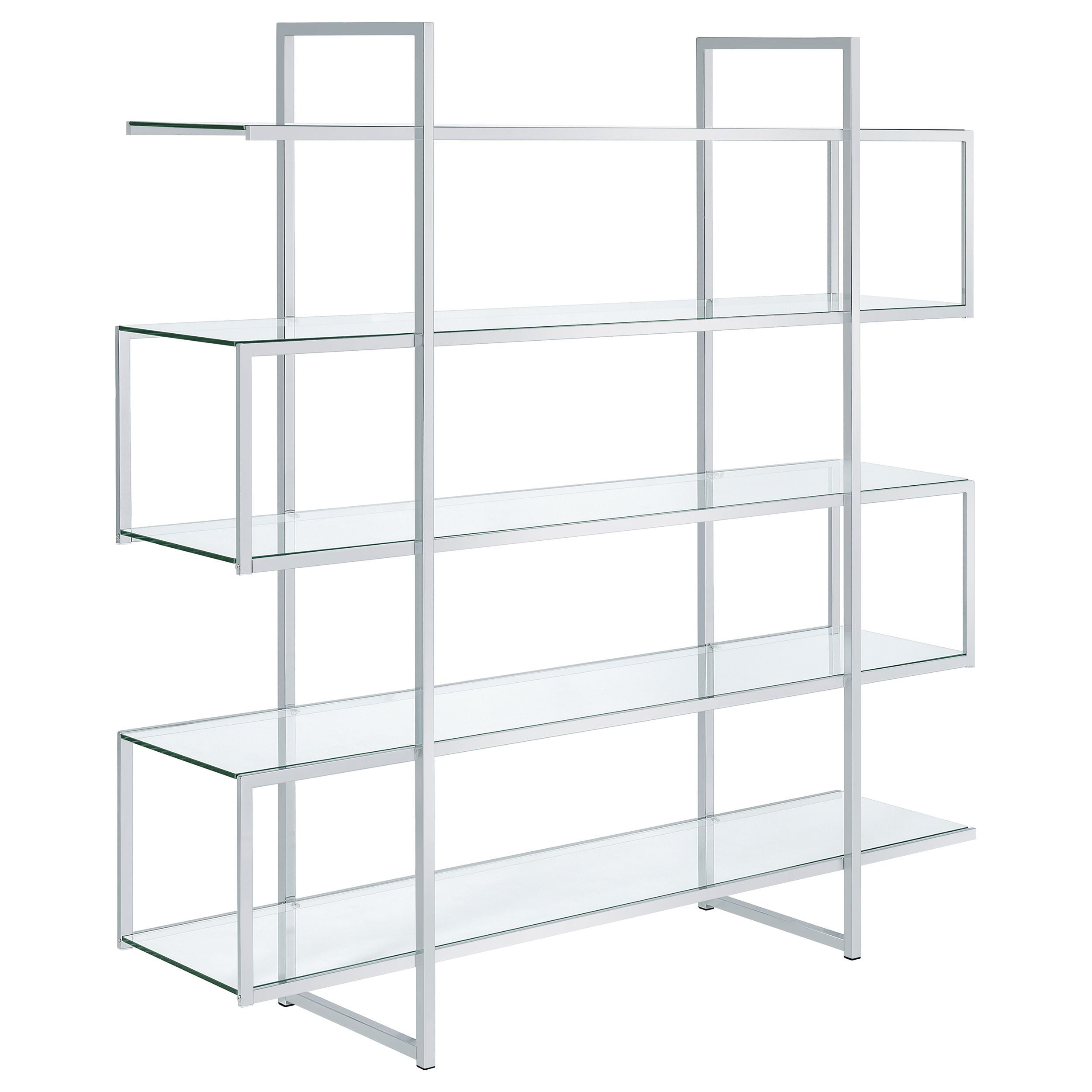 Elmer 63-inch 5-shelf Bookshelf Clear and Chrome — view 1