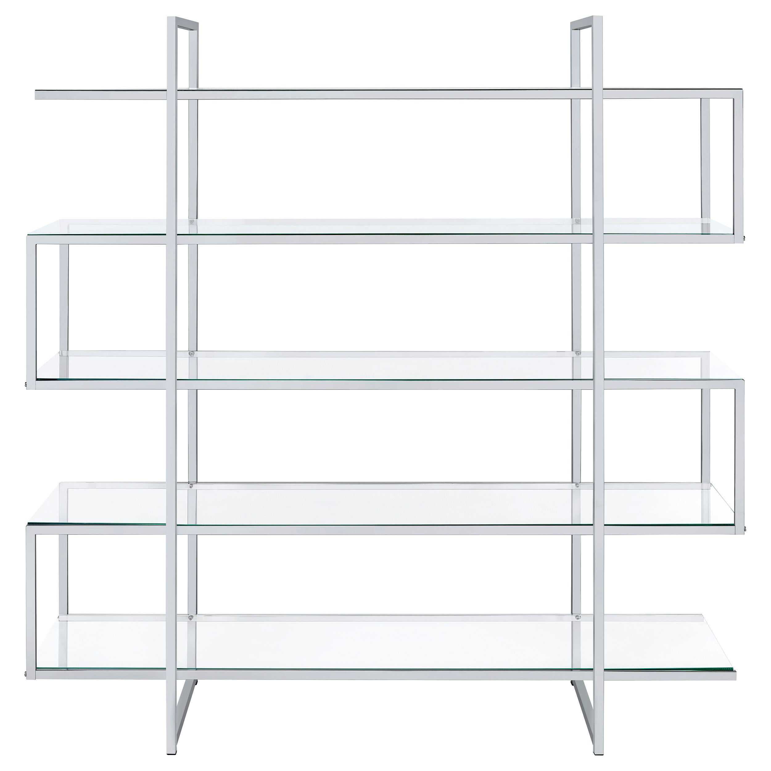 Elmer 63-inch 5-shelf Bookshelf Clear and Chrome — view 3