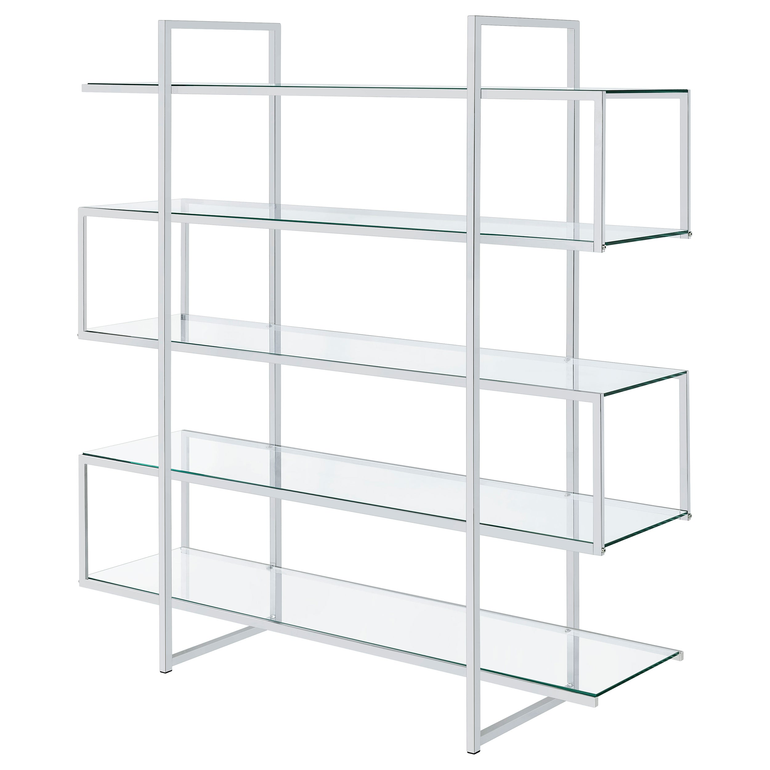 Elmer 63-inch 5-shelf Bookshelf Clear and Chrome — view 4