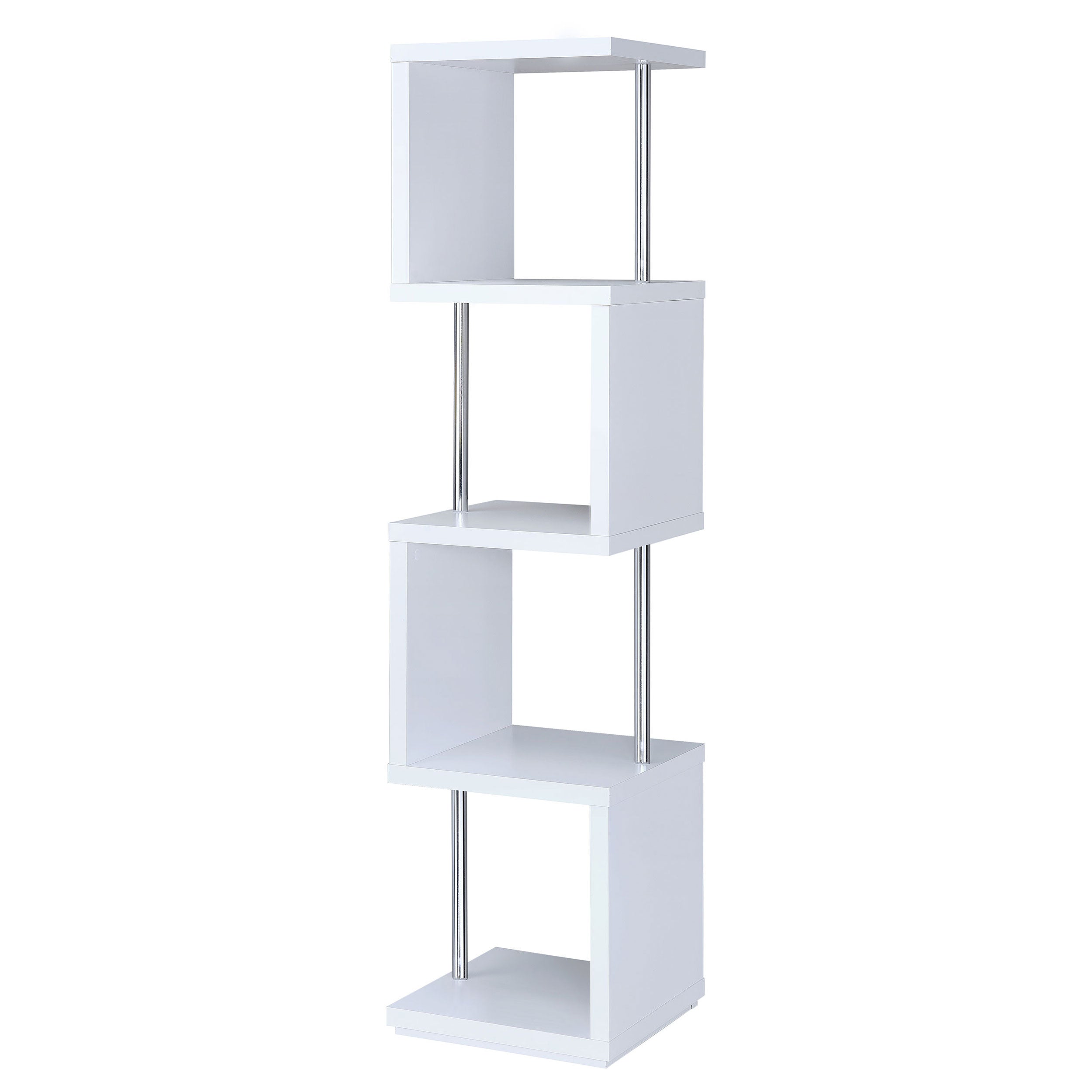 Baxter 67-inch 4-shelf Bookshelf White and Chrome — view 1