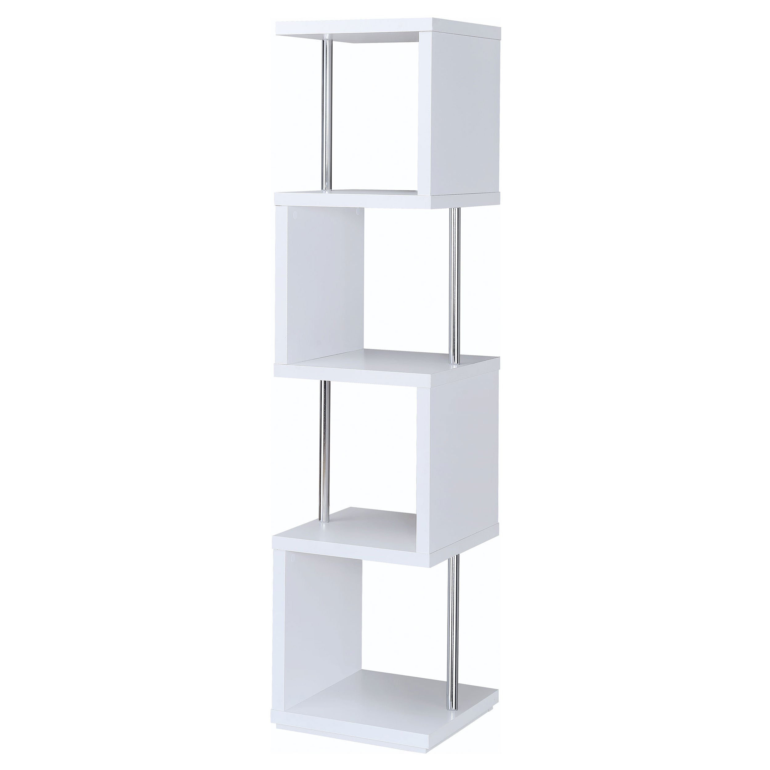 Baxter 67-inch 4-shelf Bookshelf White and Chrome — view 6