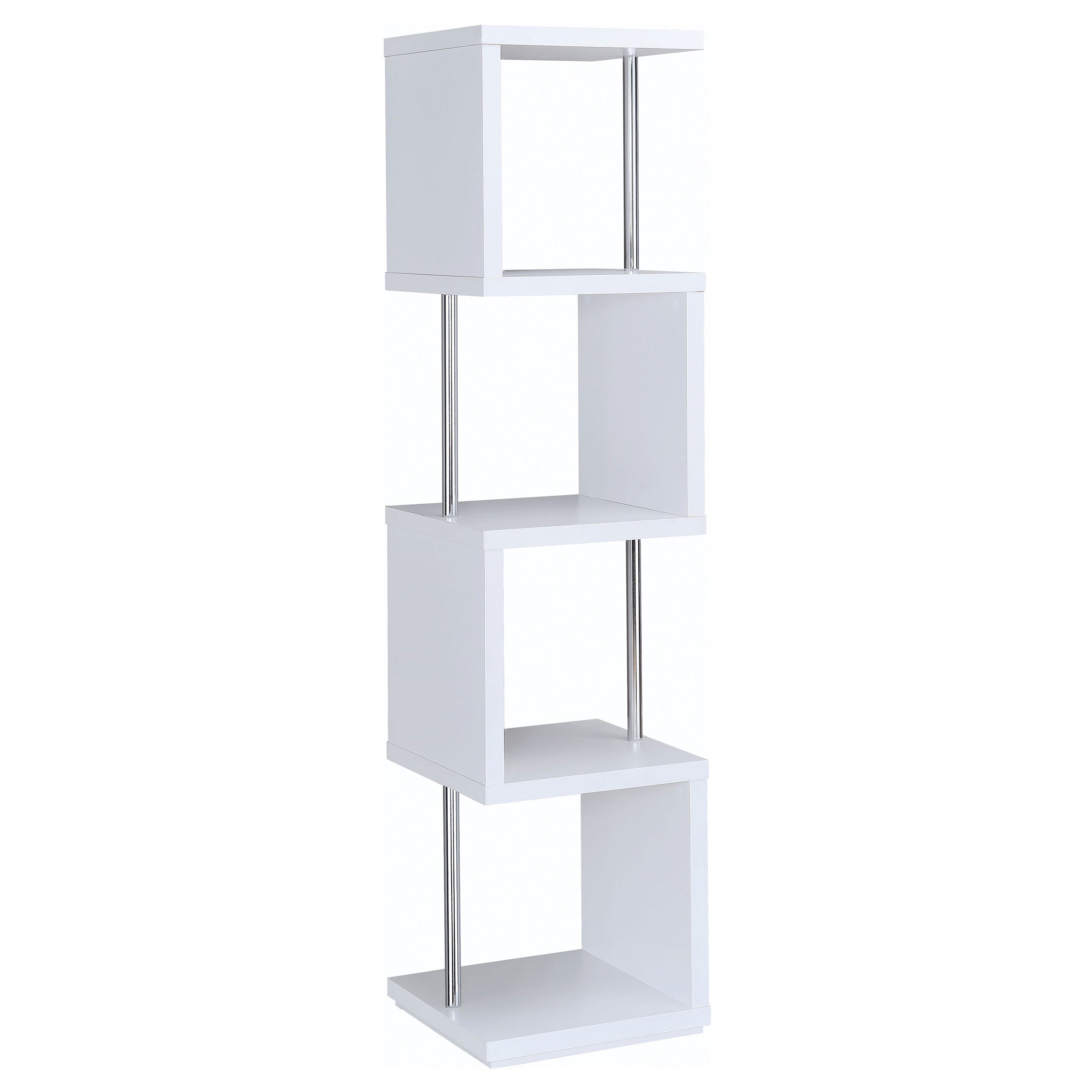 Baxter 67-inch 4-shelf Bookshelf White and Chrome — view 8