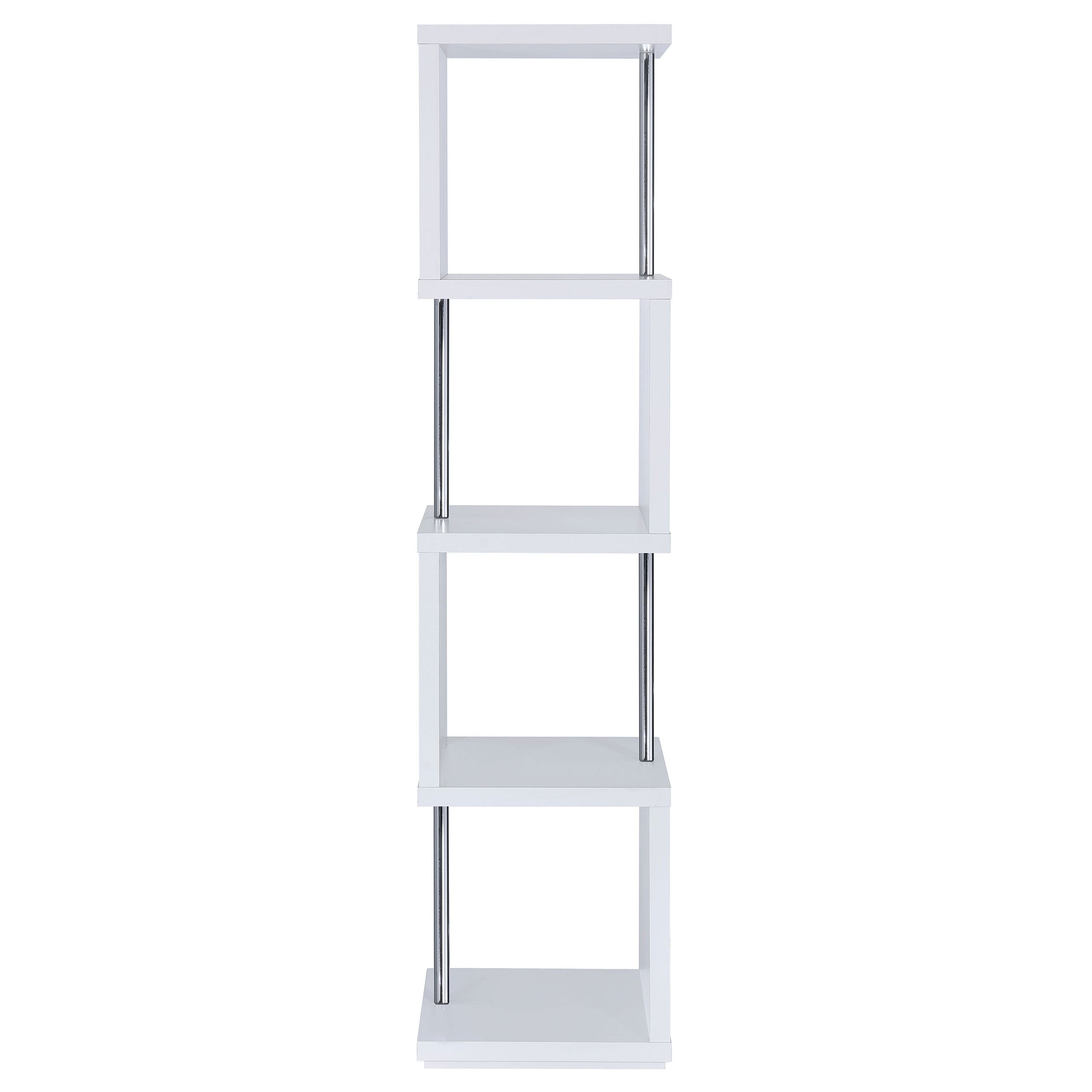 Baxter 67-inch 4-shelf Bookshelf White and Chrome — view 9