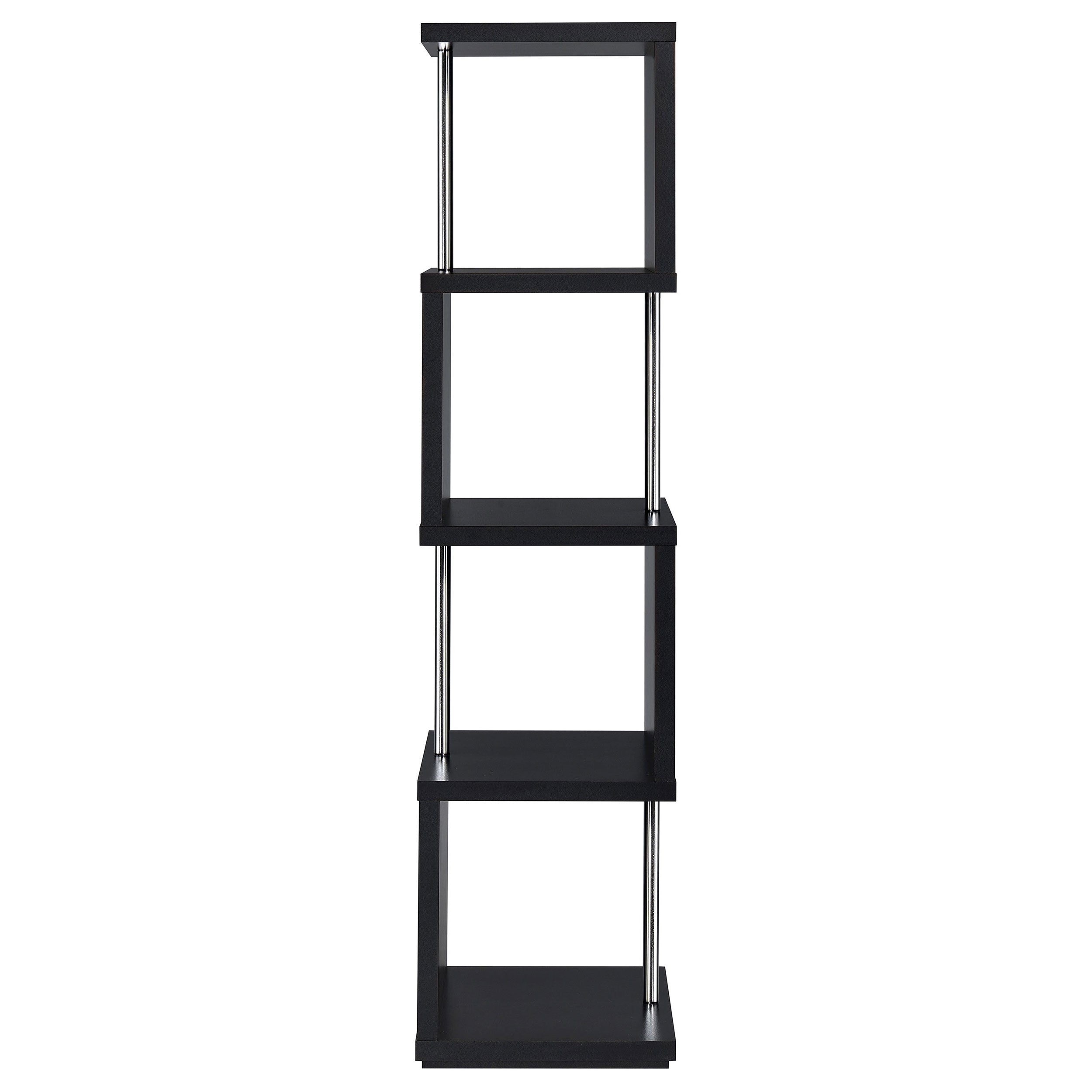 Baxter 67-inch 4-shelf Bookshelf Black and Chrome — view 5
