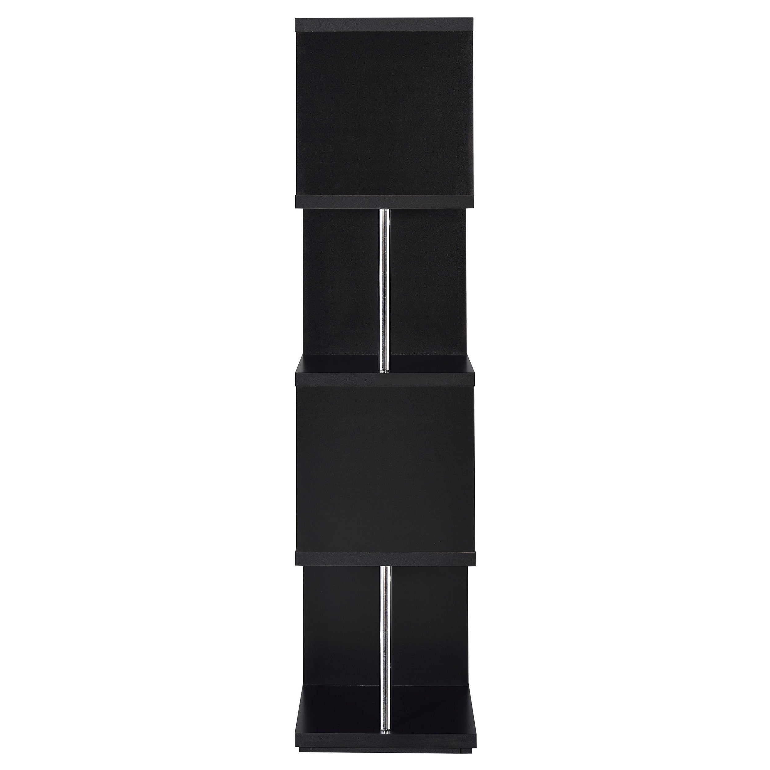 Baxter 67-inch 4-shelf Bookshelf Black and Chrome — view 7