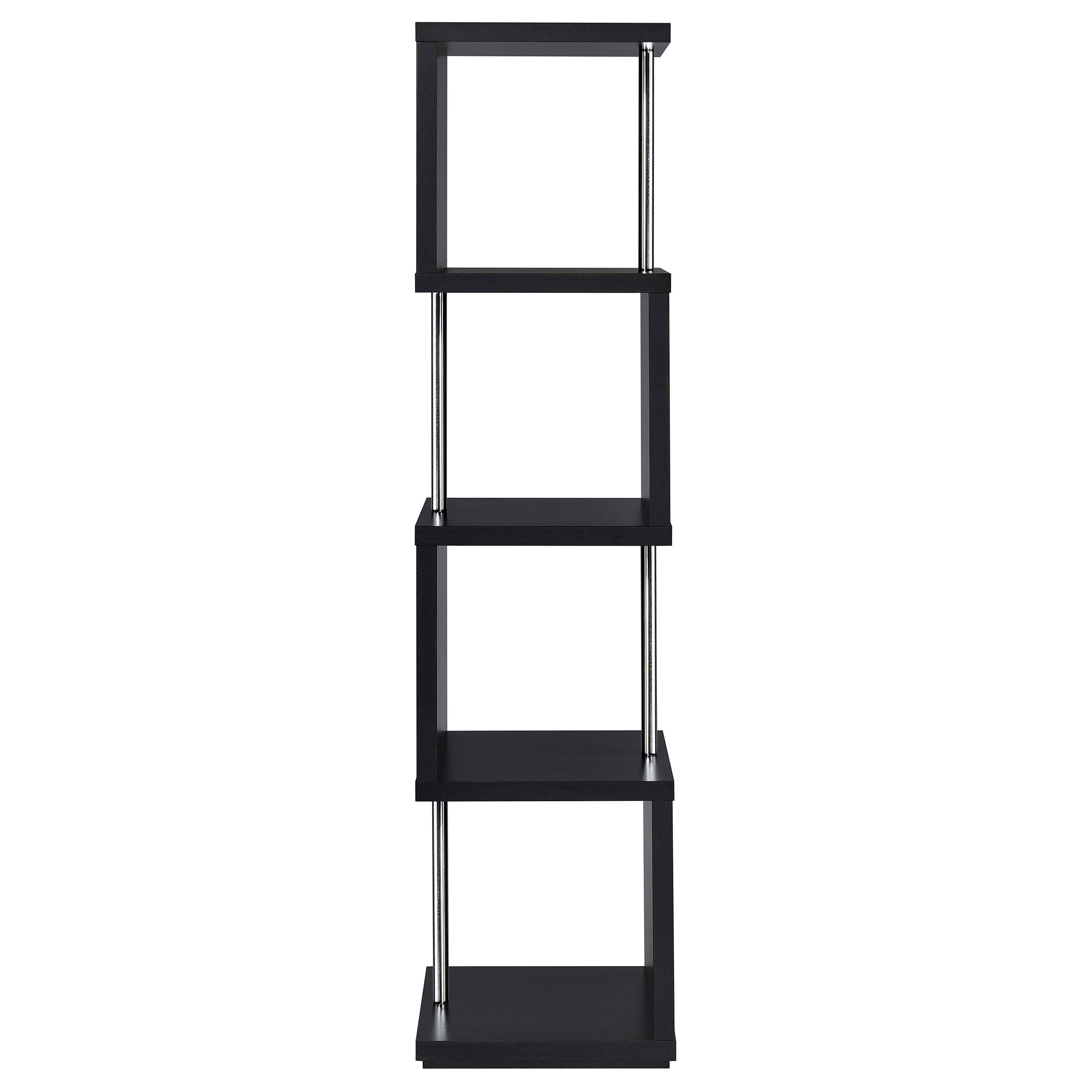 Baxter 67-inch 4-shelf Bookshelf Black and Chrome — view 9