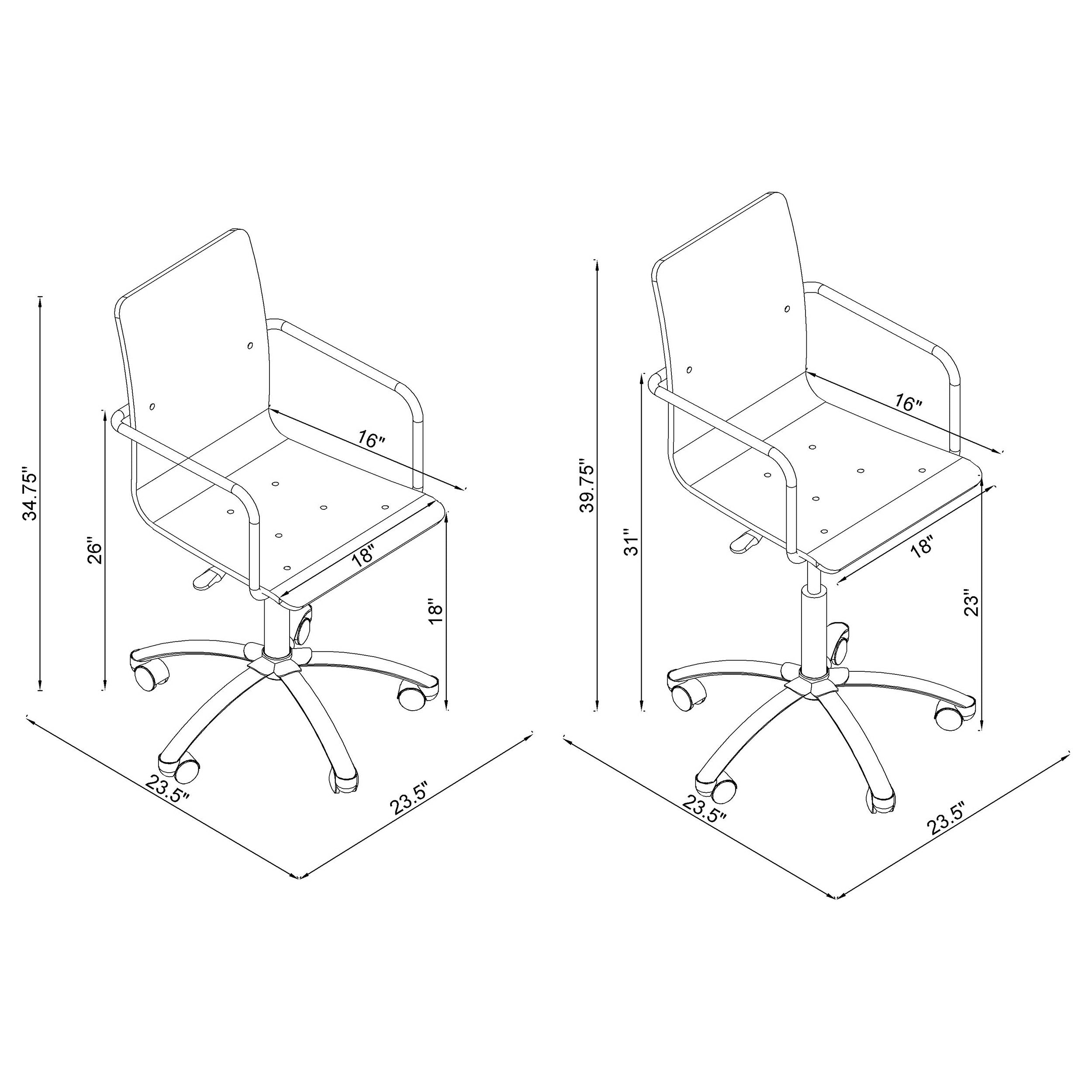 Amaturo Acrylic Adjustable Home Office Desk Chair Clear — view 10