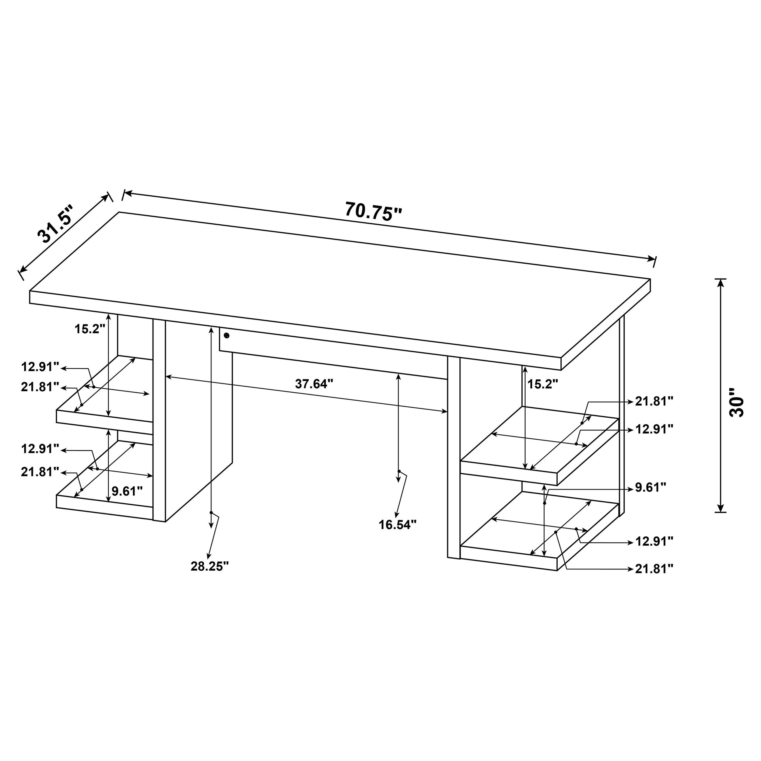 Alice 71-inch 4-shelf Engineered Wood Writing Desk White — view 10