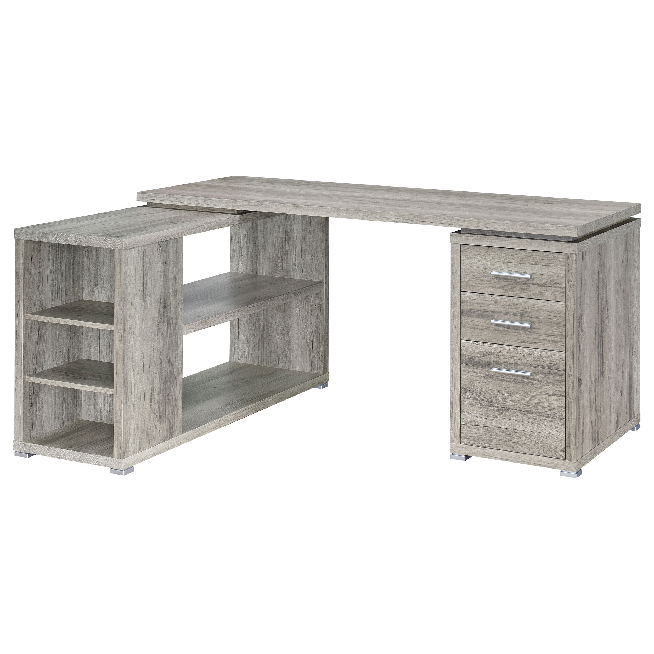 Yvette 60-inch 3-drawer L-Shape Computer Desk Grey Driftwood — view 3