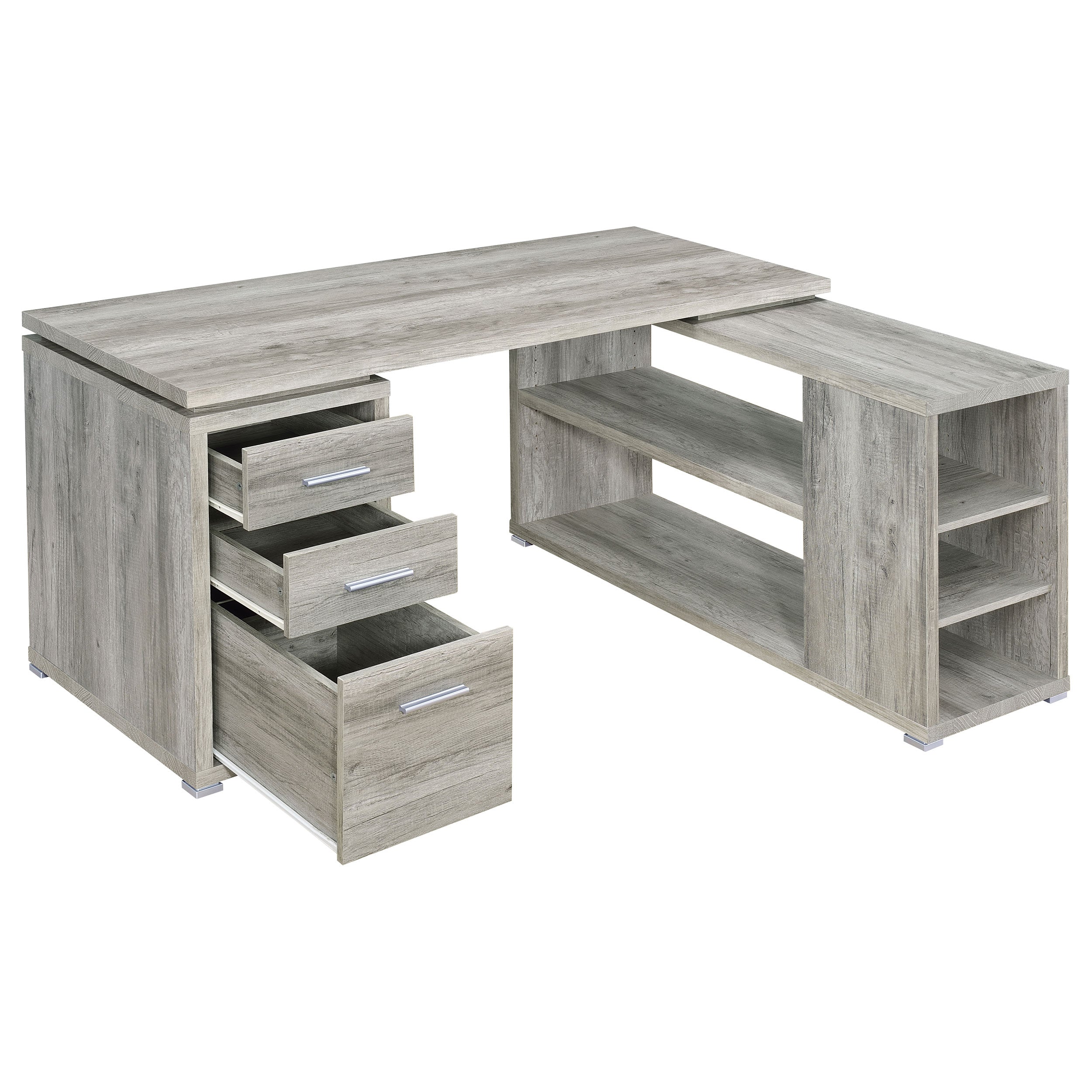Yvette 60-inch 3-drawer L-Shape Computer Desk Grey Driftwood — view 4