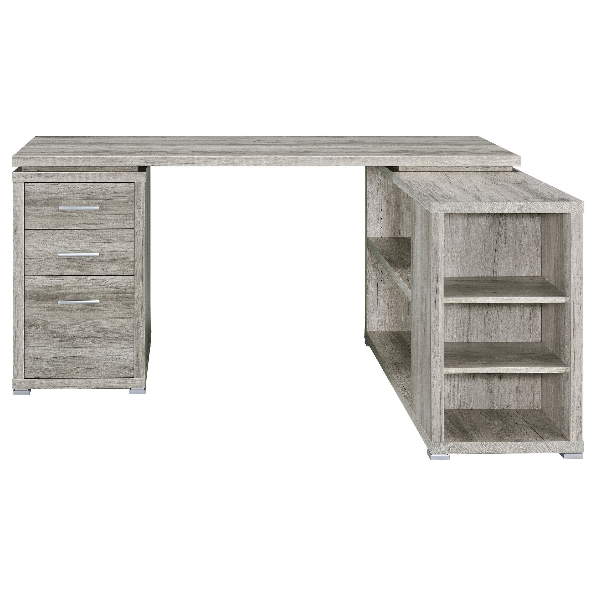 Yvette 60-inch 3-drawer L-Shape Computer Desk Grey Driftwood — view 5