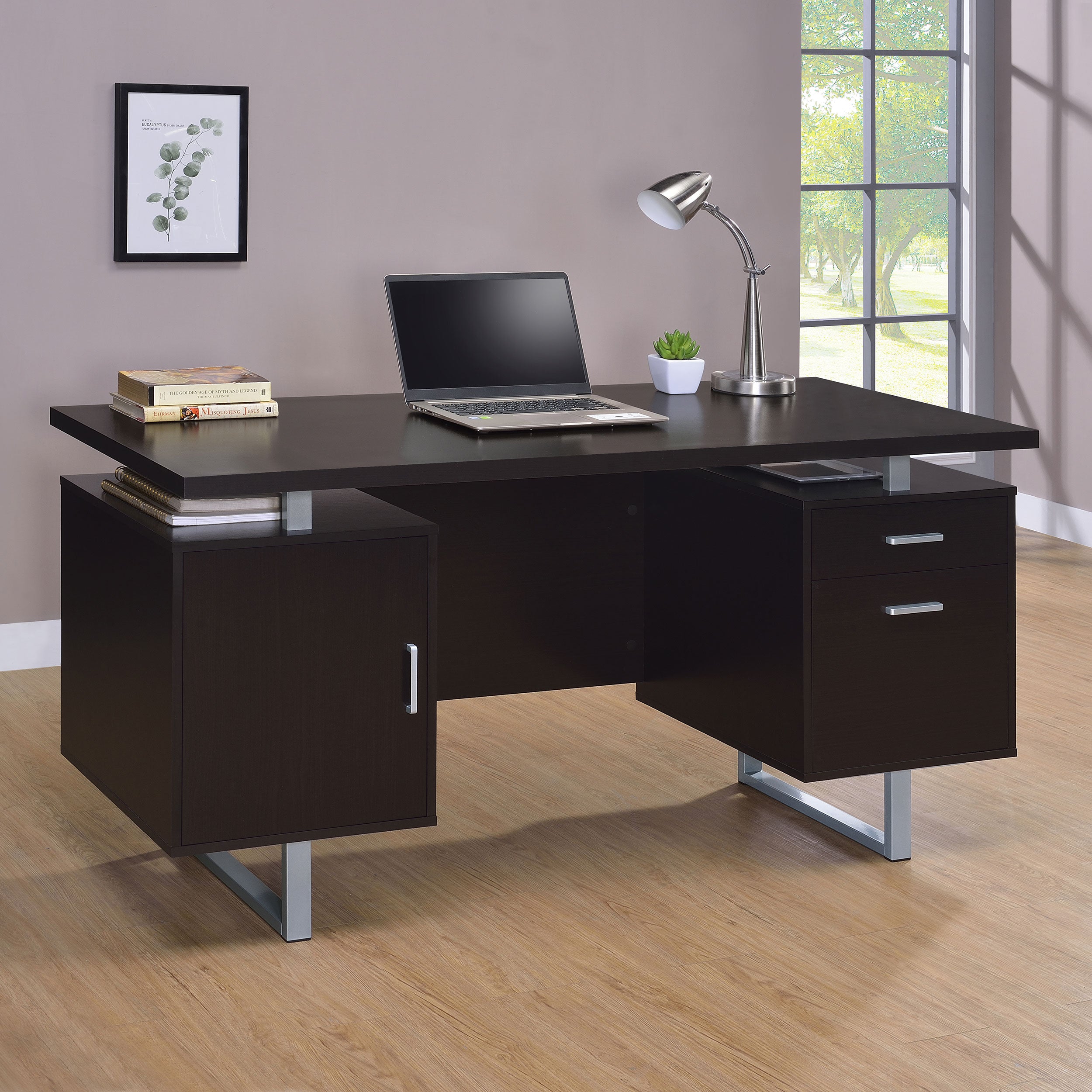 Lawtey 60-inch 2-drawer Office Computer Desk Cappuccino — view 2