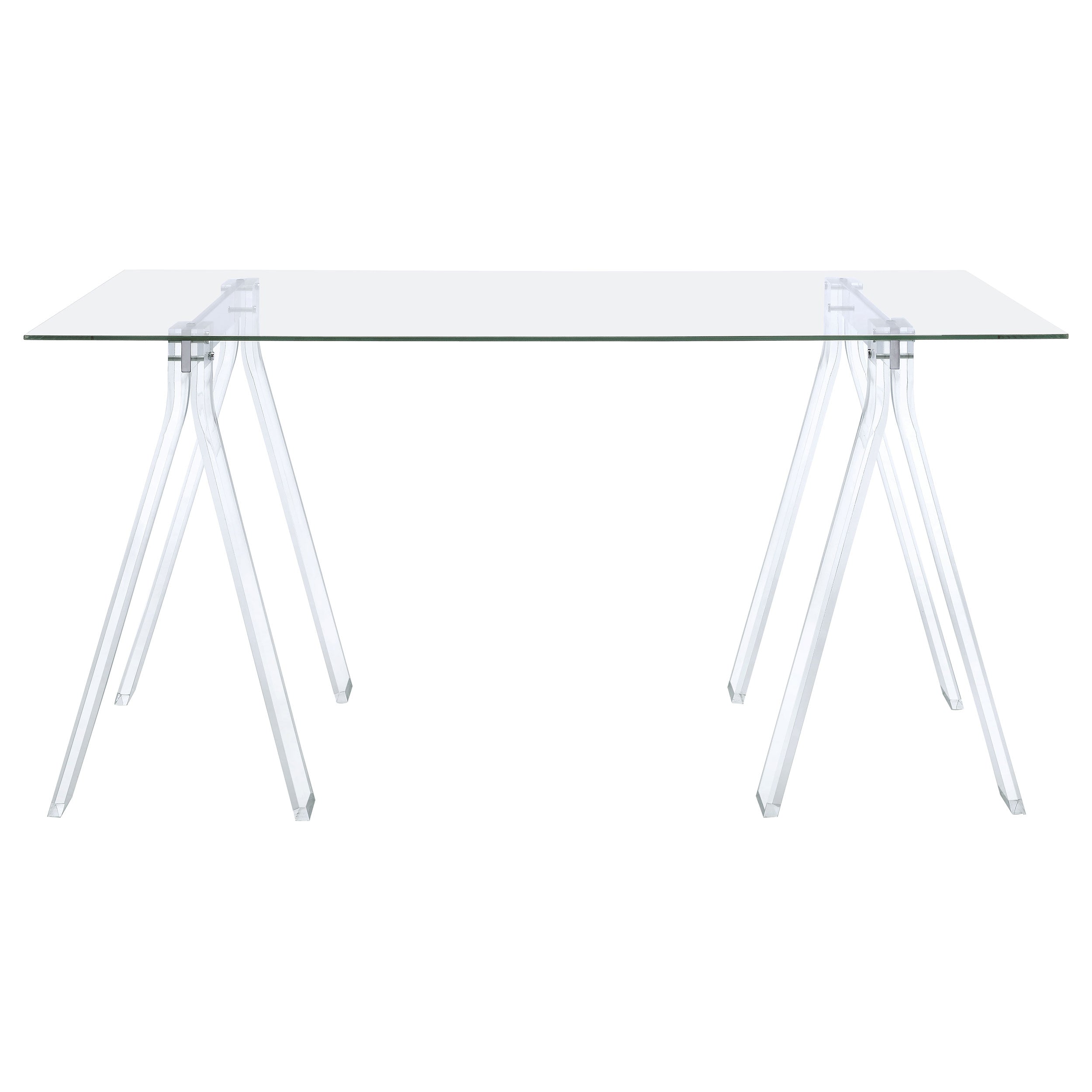 Amaturo 59-inch Glass Top Acrylic Writing Desk Clear — view 3