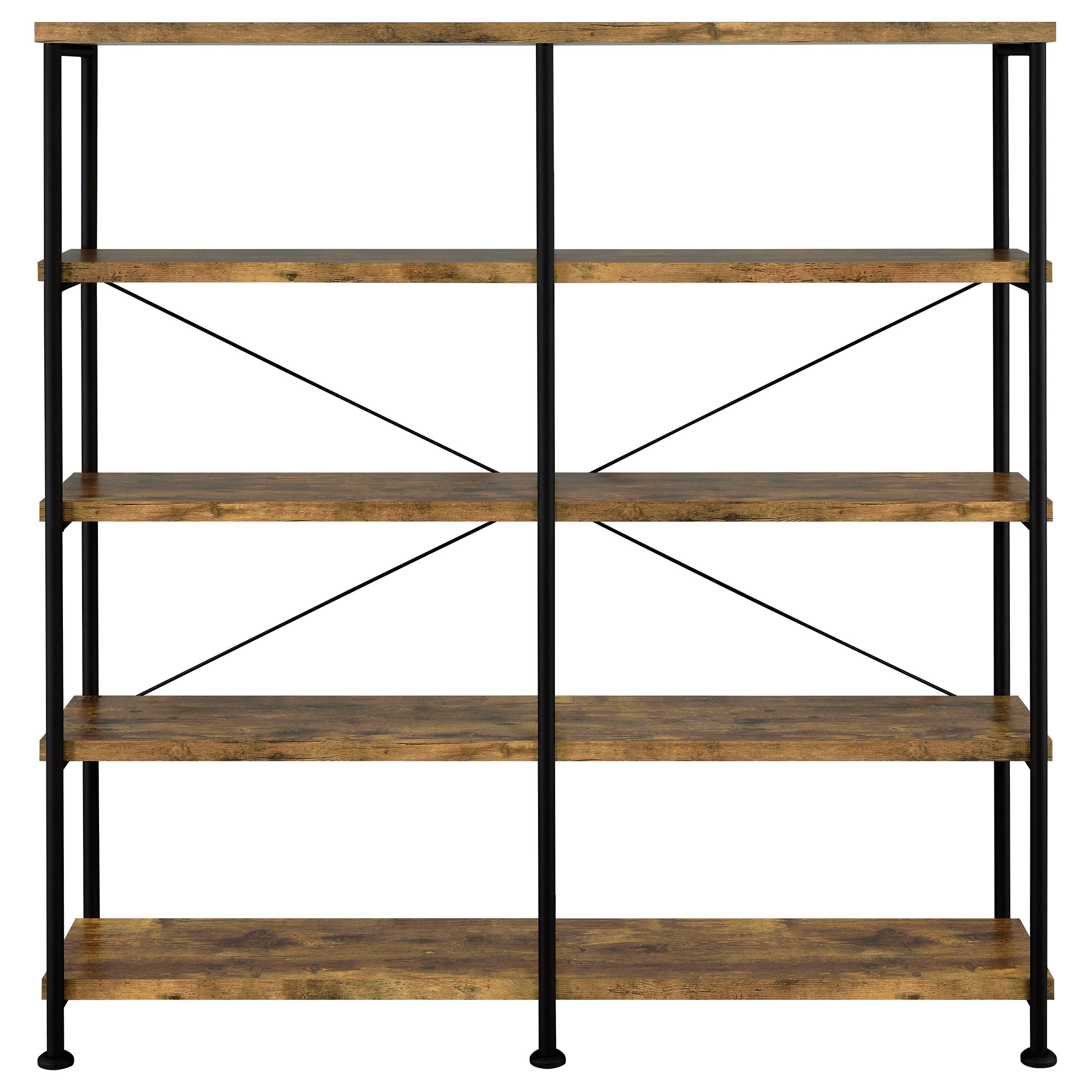 Analiese 63-inch 4-shelf Double Bookshelf Rustic Nutmeg — view 3