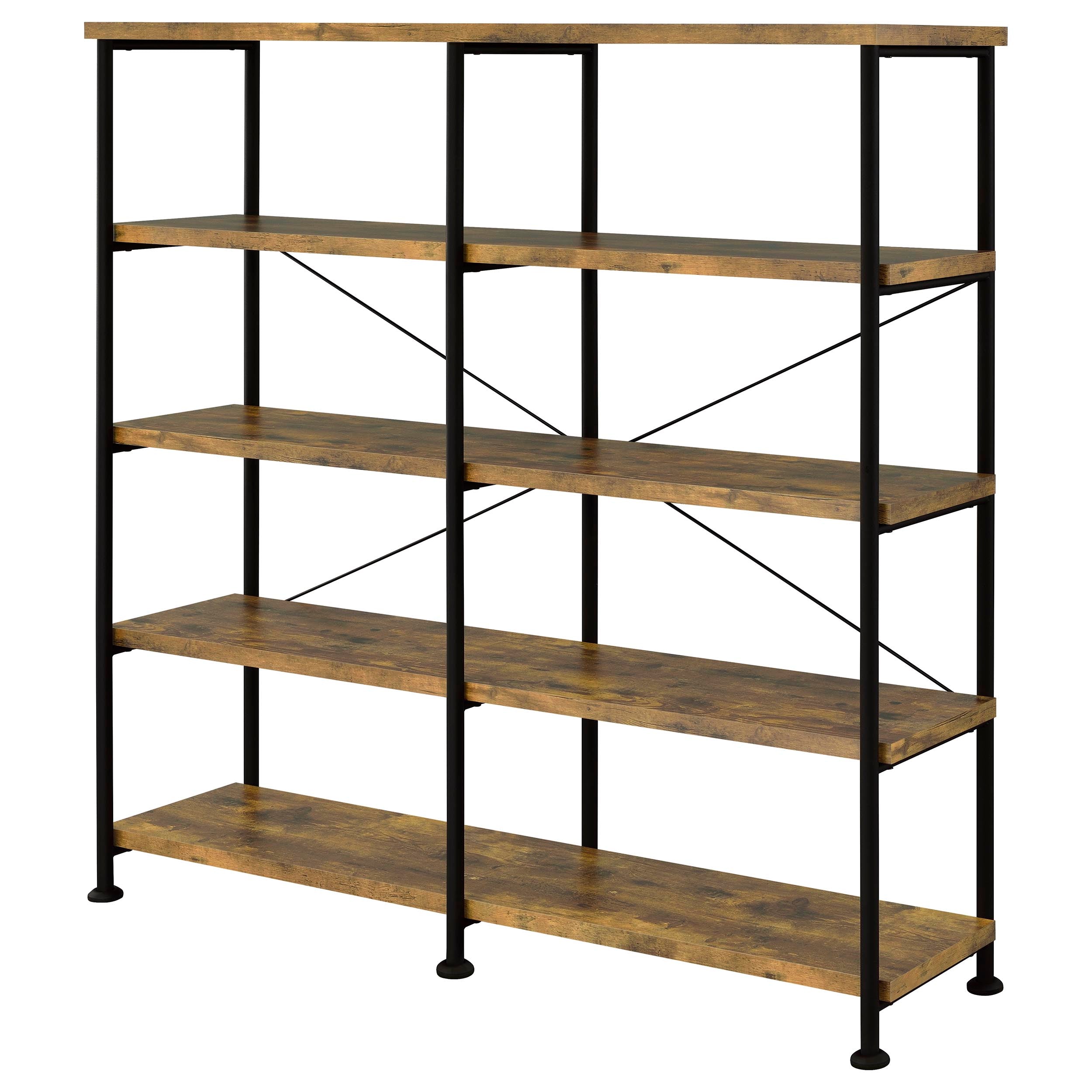 Analiese 63-inch 4-shelf Double Bookshelf Rustic Nutmeg — view 4