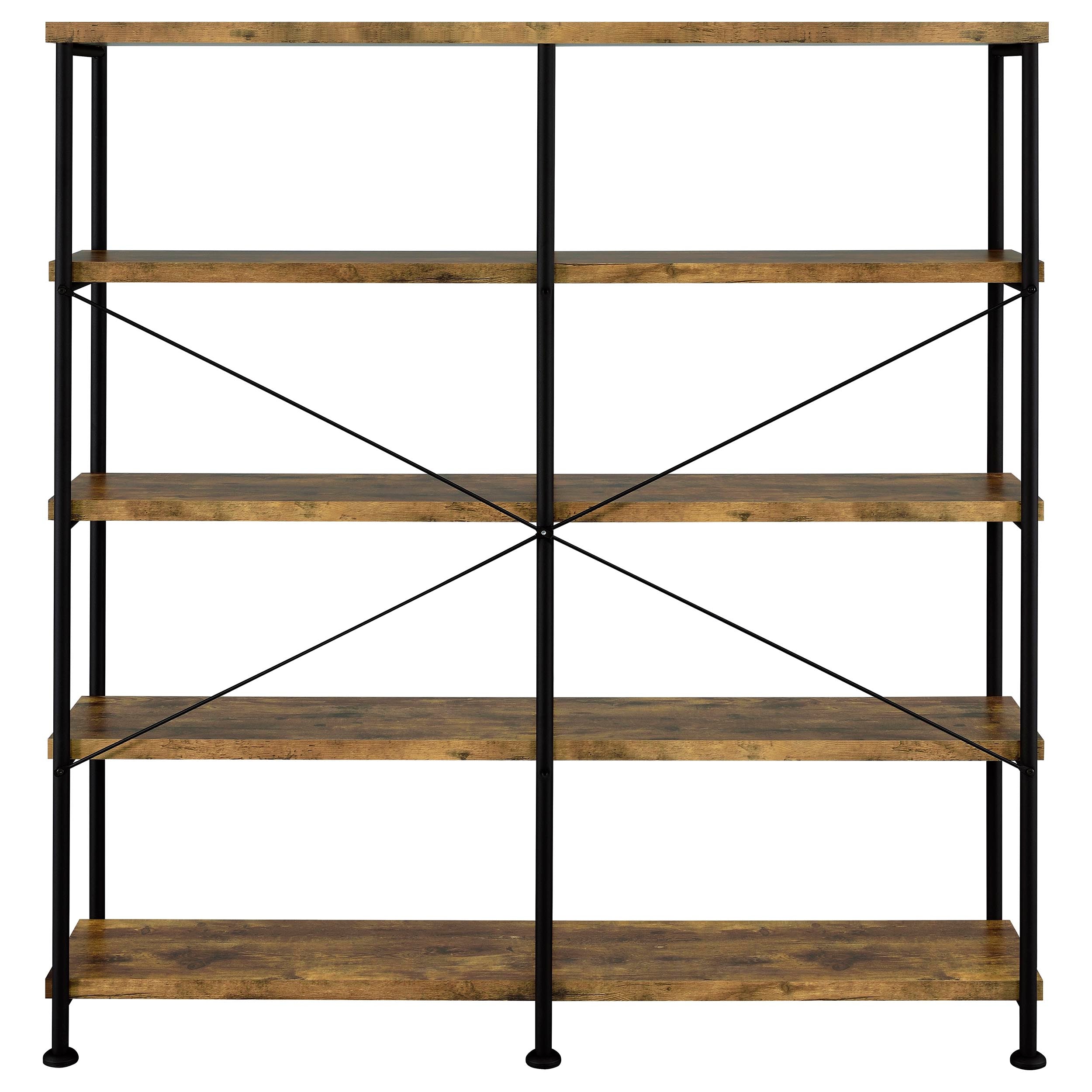 Analiese 63-inch 4-shelf Double Bookshelf Rustic Nutmeg — view 6
